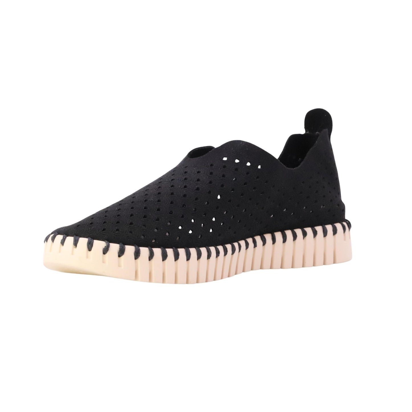 Ilse Jacobsen Tulip 3275 mocassino slip-on donna in microfibra riciclata nera traforata 
