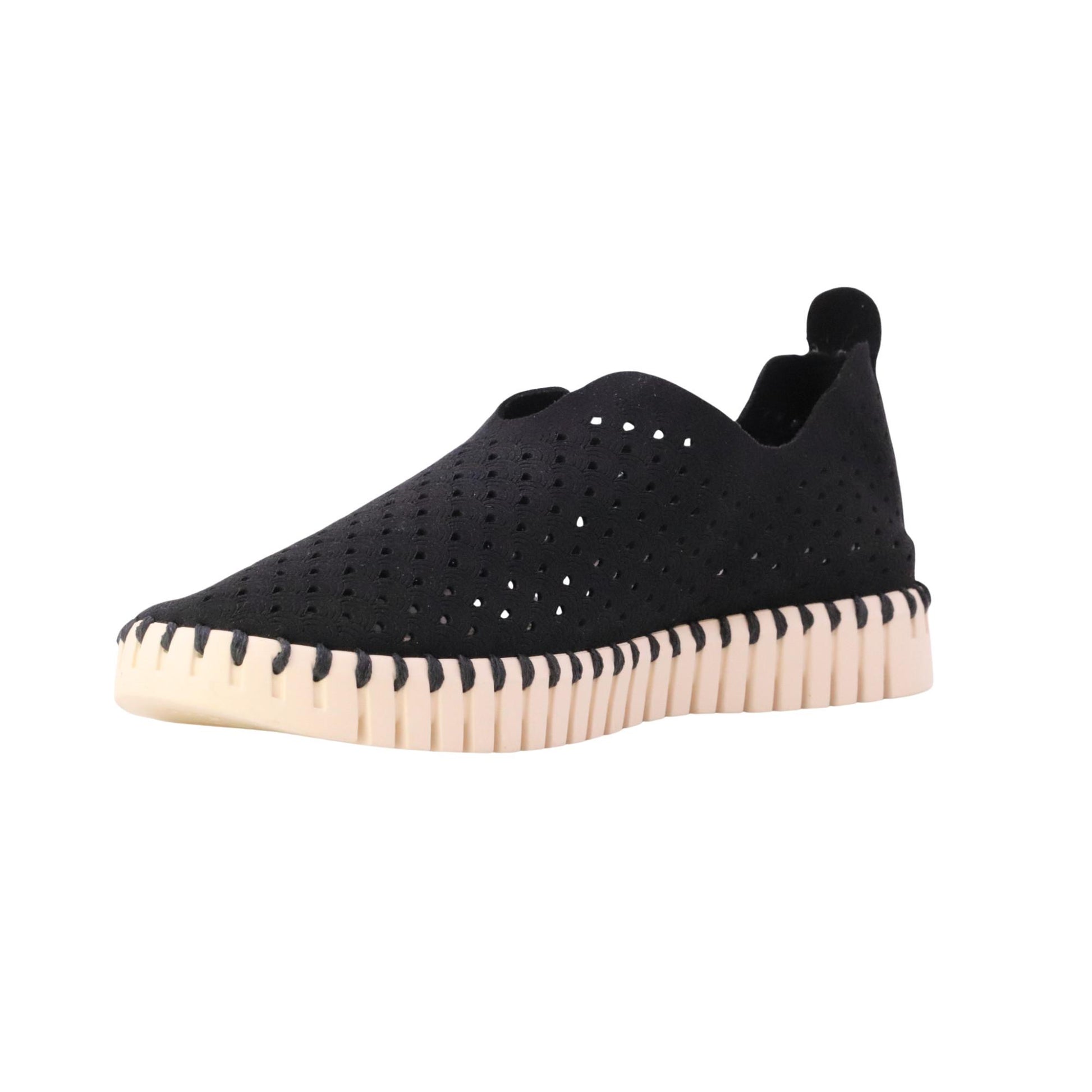 Ilse Jacobsen Tulip 3275 mocassino slip-on donna in microfibra riciclata nera traforata 