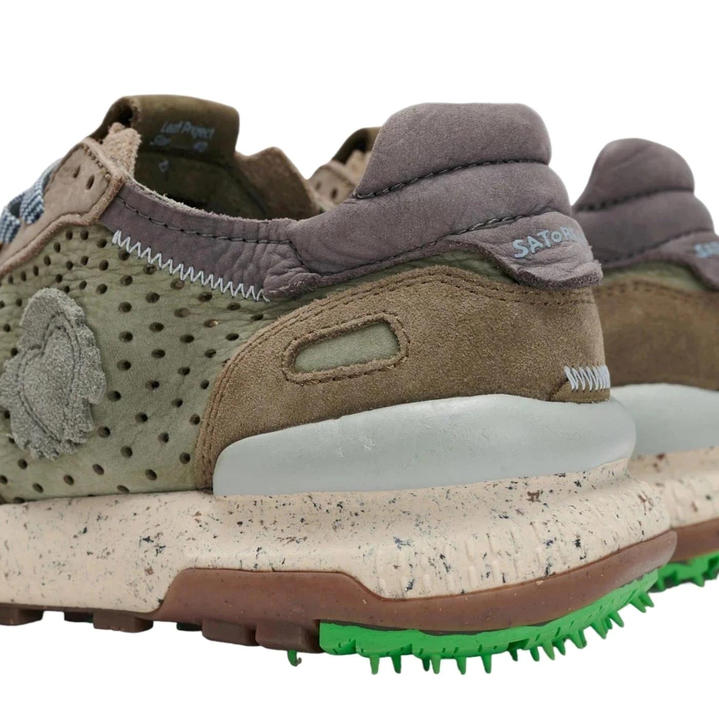 Satorisan Chacrona Laser Premium sneaker uomo in pelle traforata color verde 