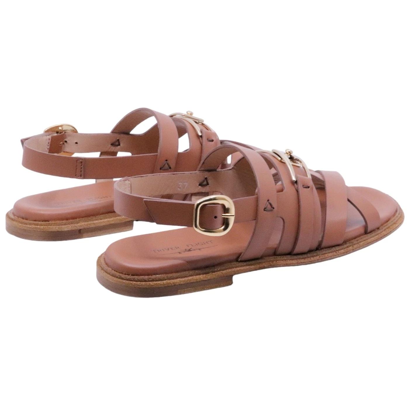 Sandalo donna Triver Flight 725 in pelle color cuoio 