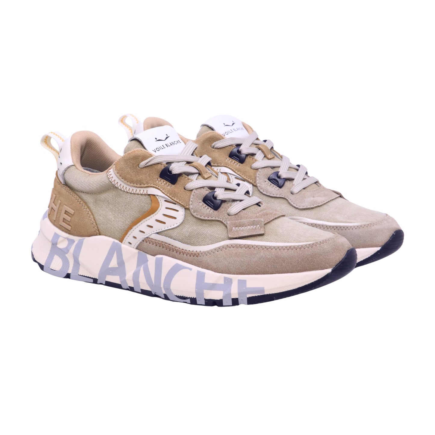 Voile Blanche Club01 Suede Canvas Sand Caramel sneaker in camoscio e tessuto 