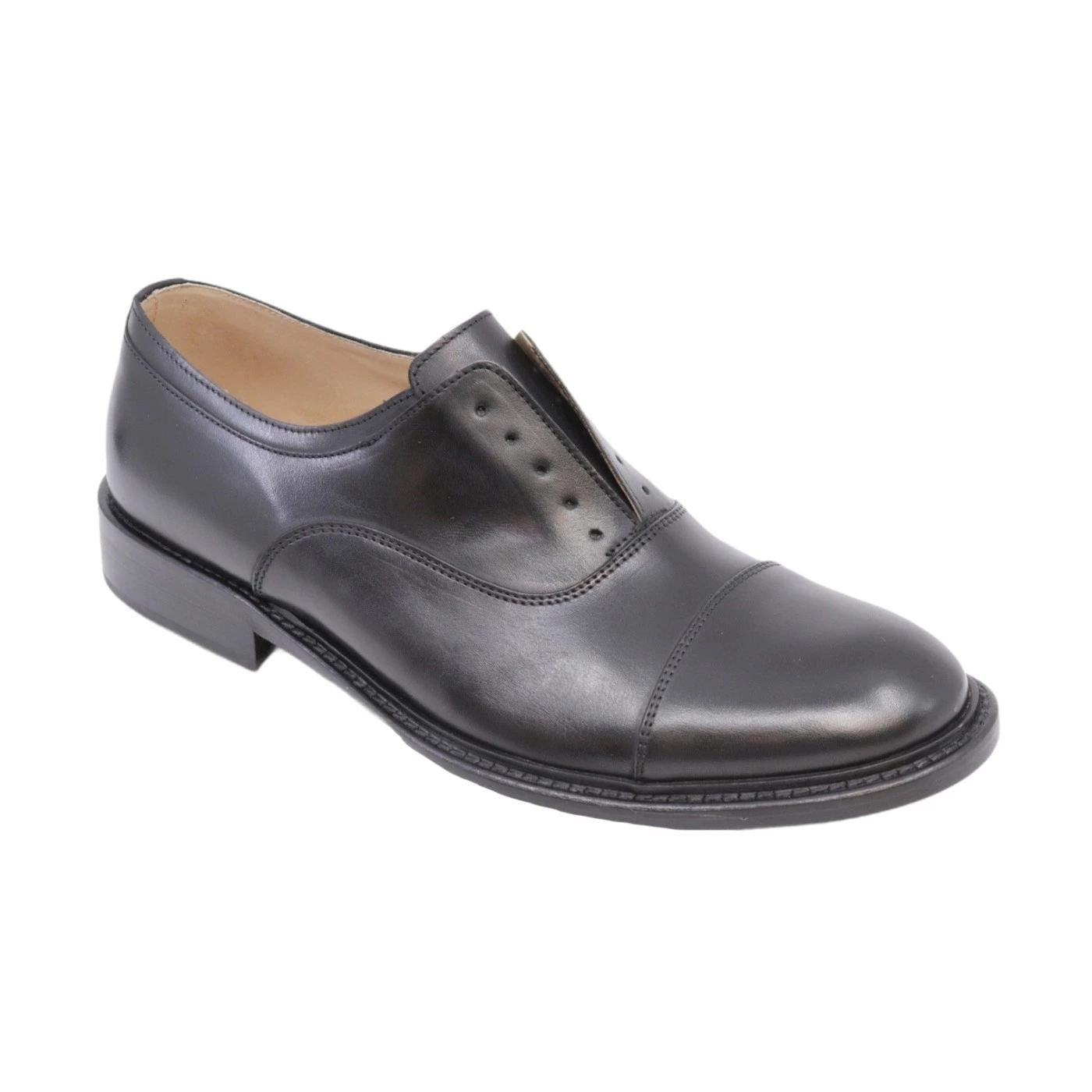 Scarpa Oxford da uomo di Seboy's 3089 in pelle nera spazzolata 