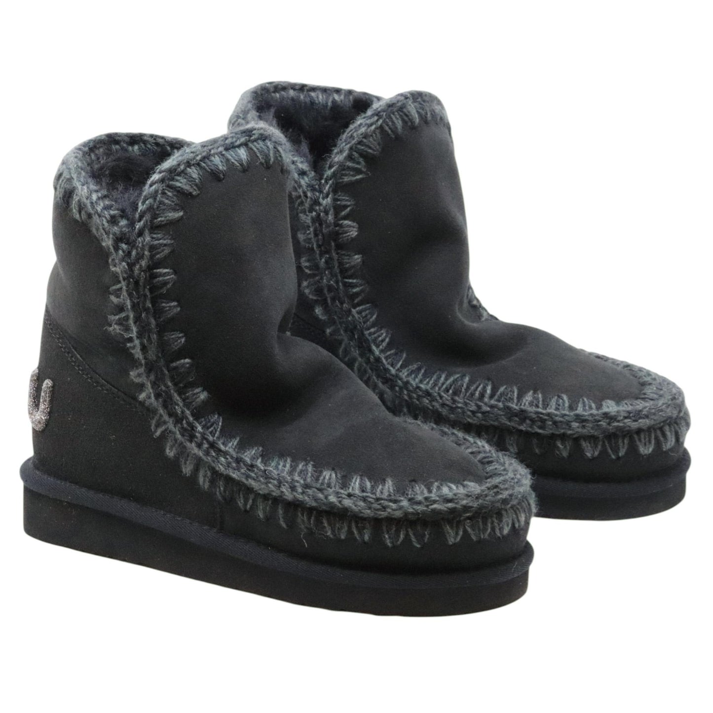Mou Eskimo 18 glitter logo stivaletto donna in montone nero FW101050ABKBK MOU