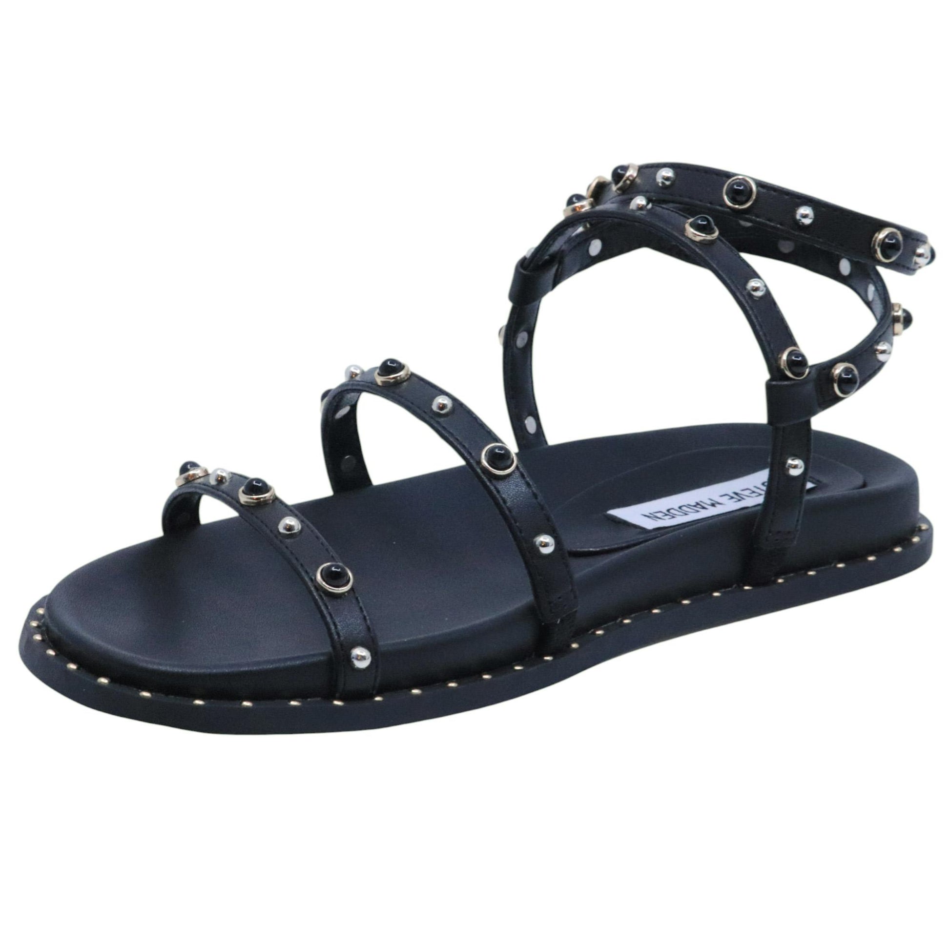 Sandalo Steve Madden Stormie in similpelle nera con borchie 
