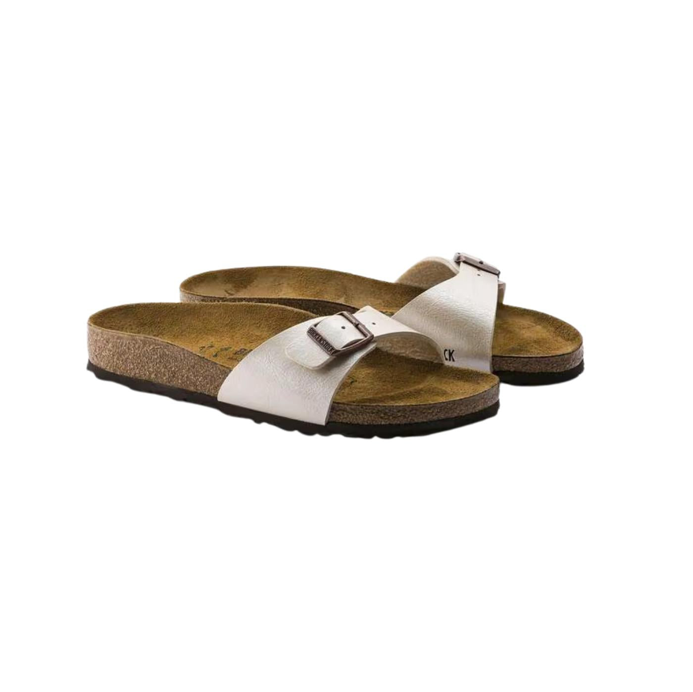 Birkenstock Madrid Graceful Pearl White sandalo donna Birko-Flor bianco perlato narrow fit 