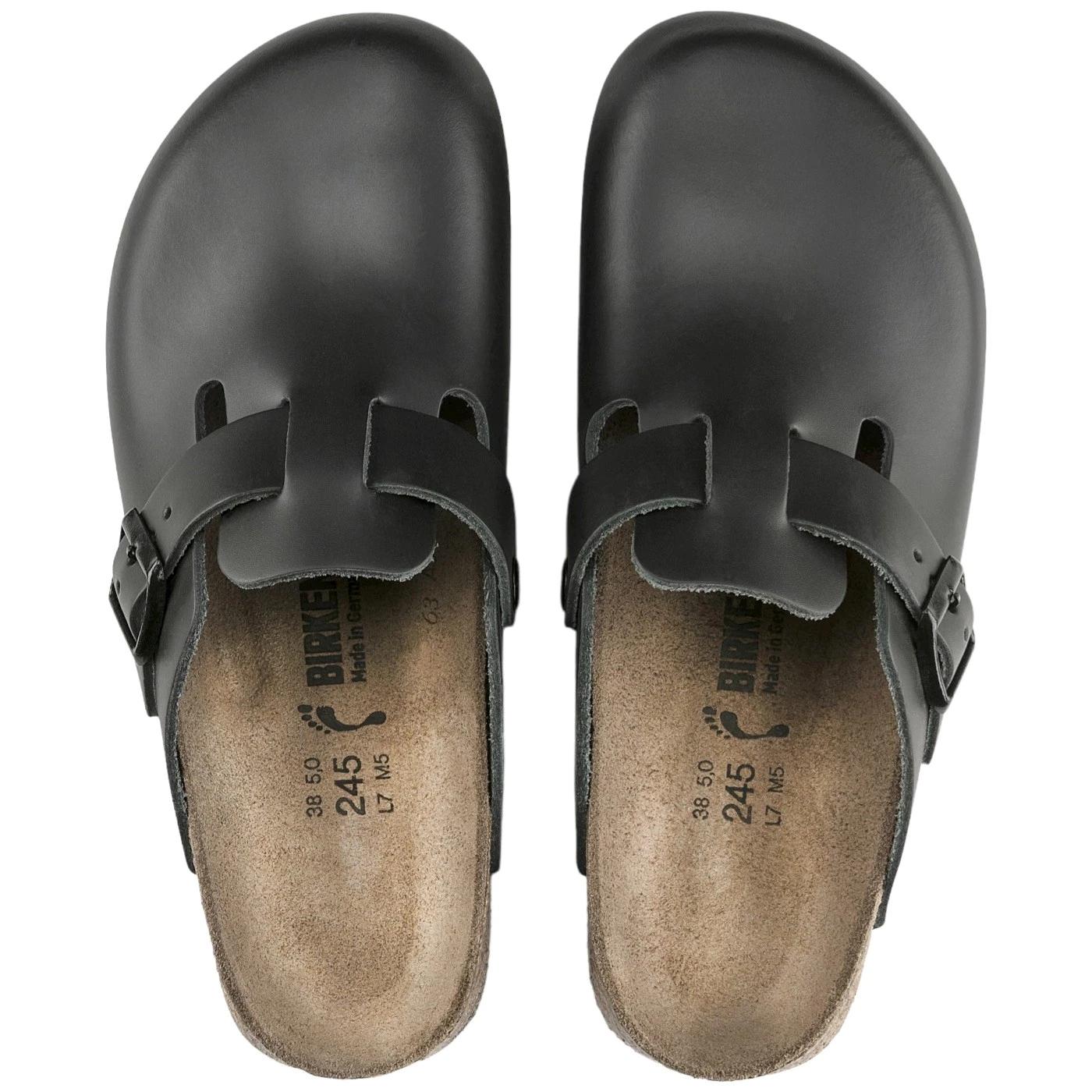 Birkenstock Boston unisex in pelle naturale di colore nero 