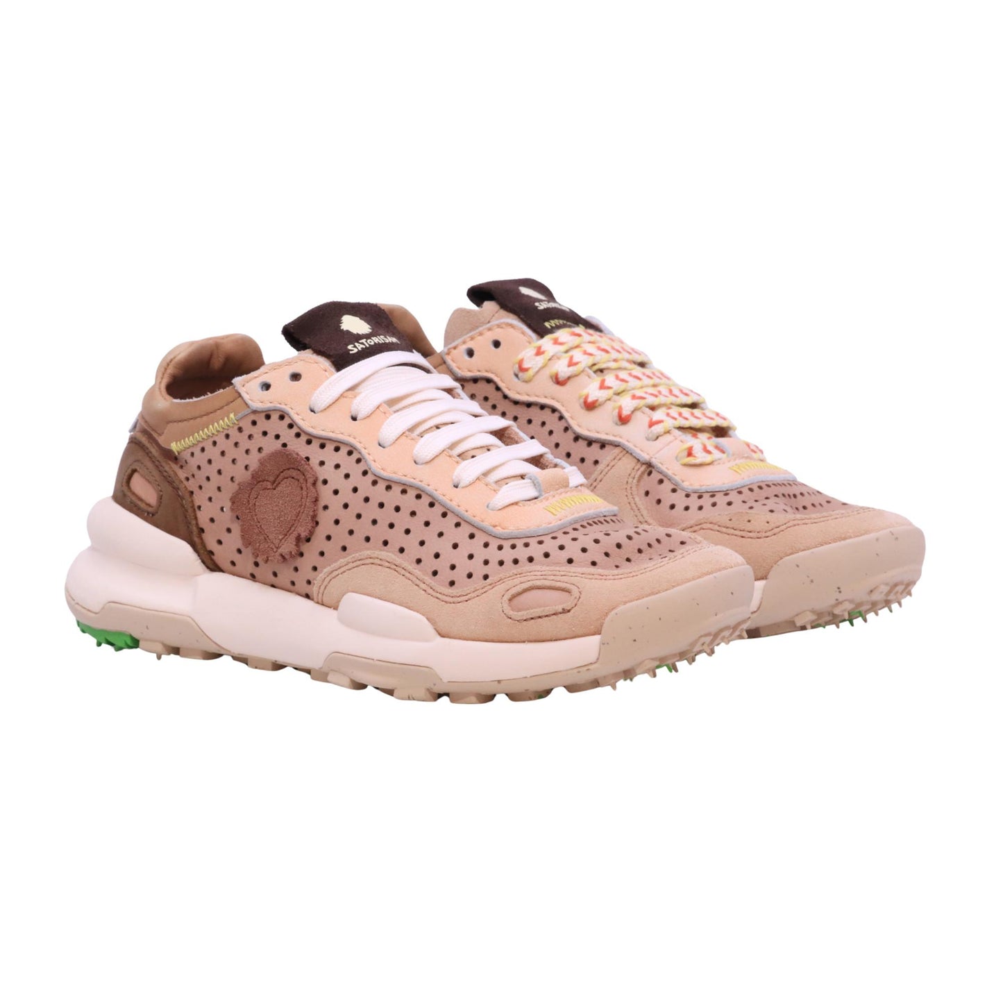Satorisan Chacrona Laser Premium Creamy Peach sneaker donna in camoscio e pelle traforata 