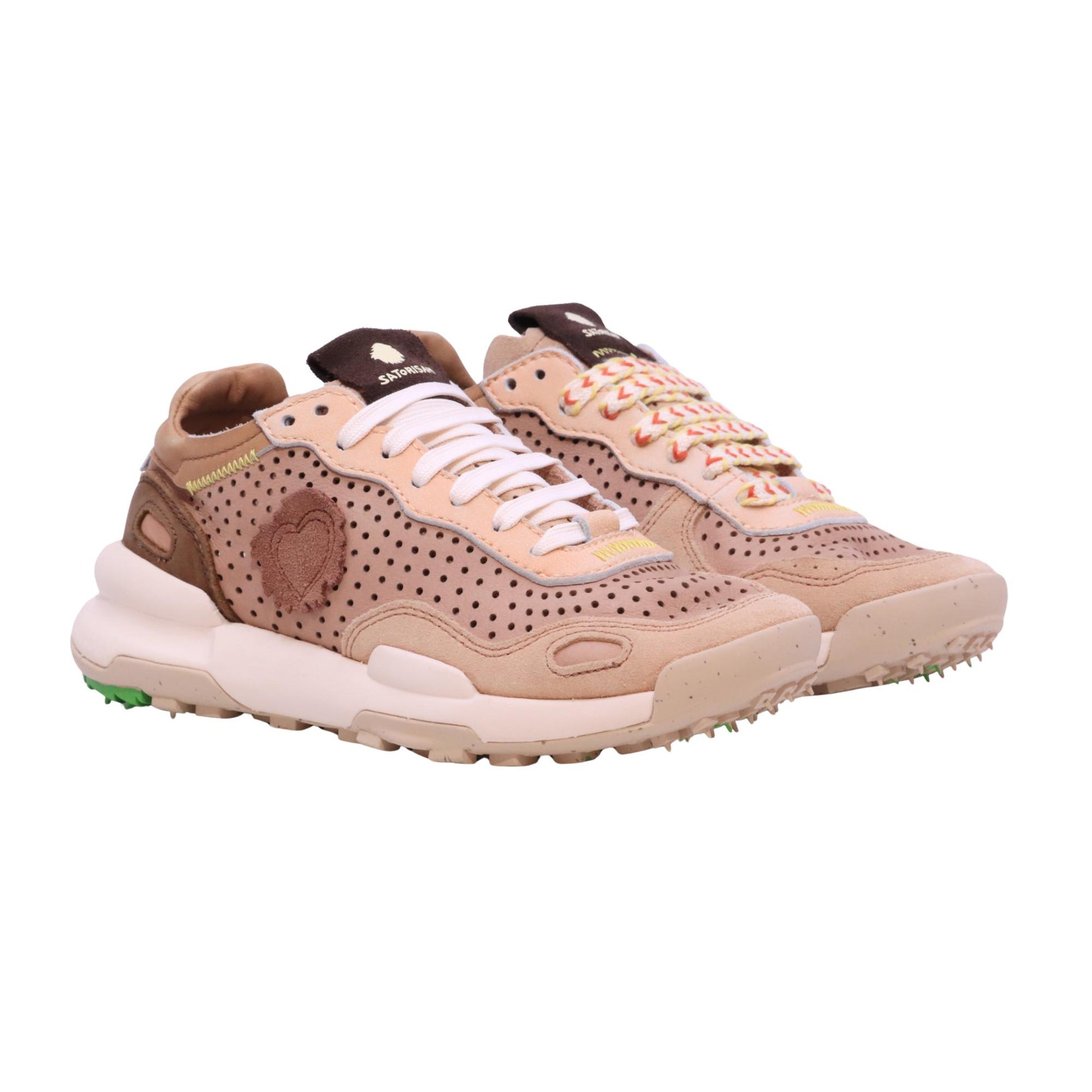 Satorisan Chacrona Laser Premium Creamy Peach sneaker donna in camoscio e pelle traforata 