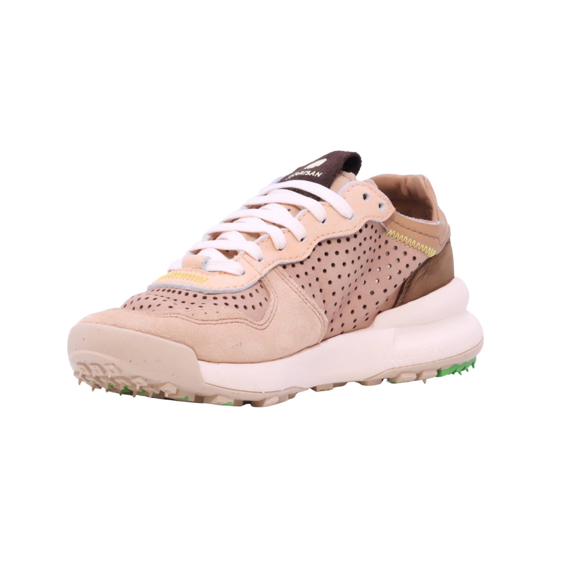 Satorisan Chacrona Laser Premium Creamy Peach sneaker donna in camoscio e pelle traforata 