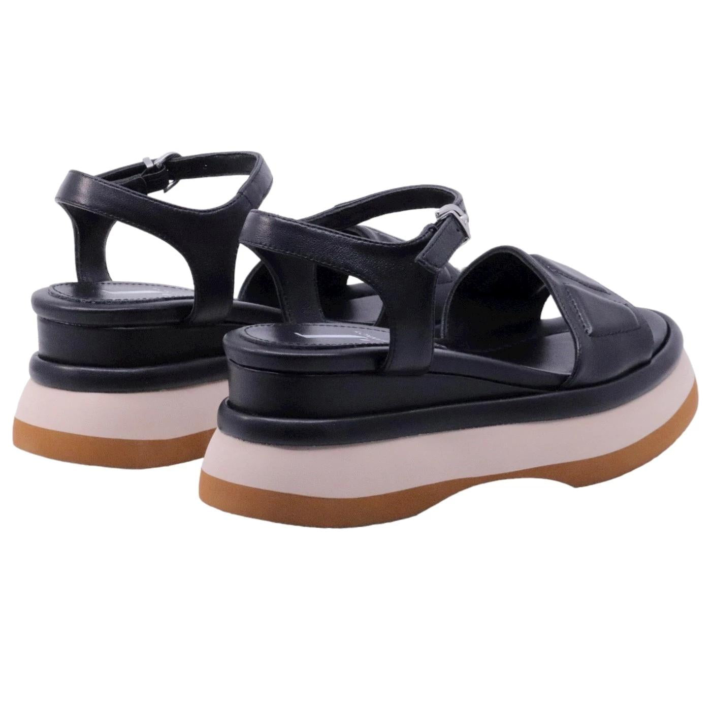 Sandalo donna Jeannot RJ602A in pelle nera 