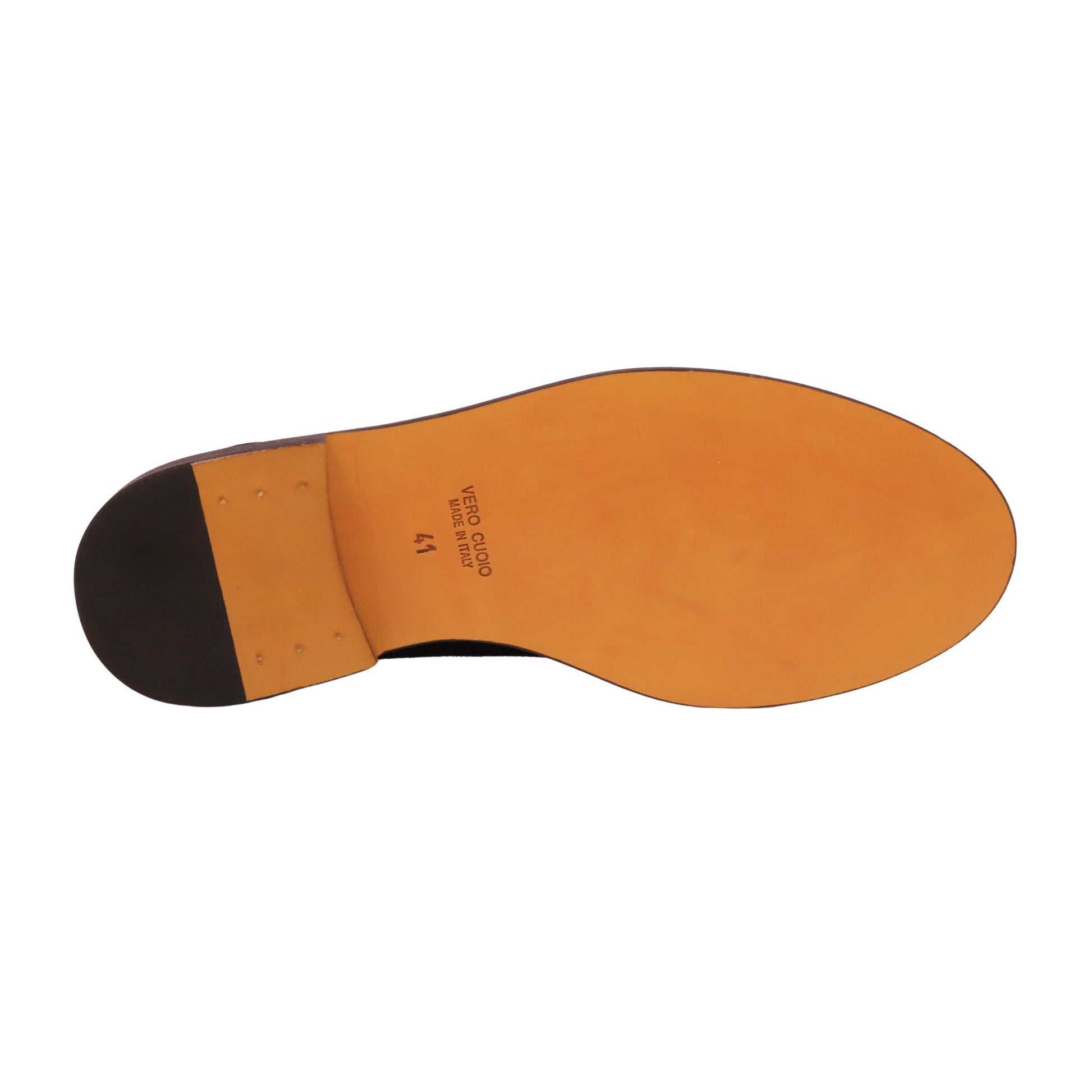Antica Cuoieria 23115 Amalfi mocassino uomo in camoscio blu navy con suola in cuoio 