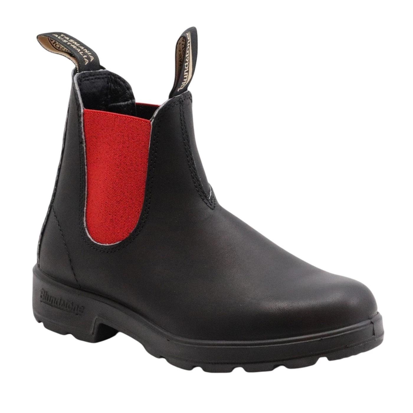 Blundstone 508 chelsea Boot in pelle nera con elastici laterali in rossi 