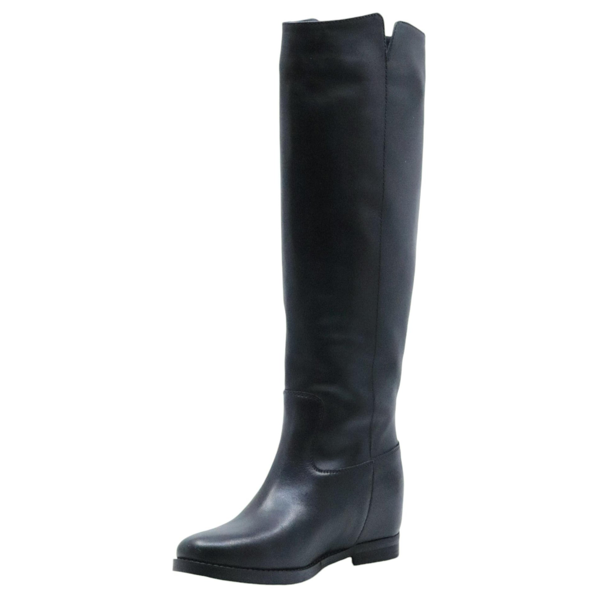The Seller IV142 stivale donna in pelle nera con zeppa interna 