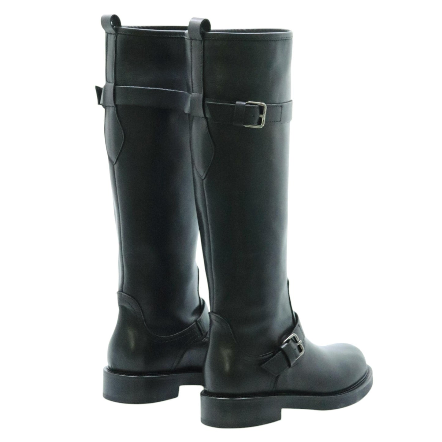 The Seller MW558 stivale donna in pelle nera con doppia fibbia 