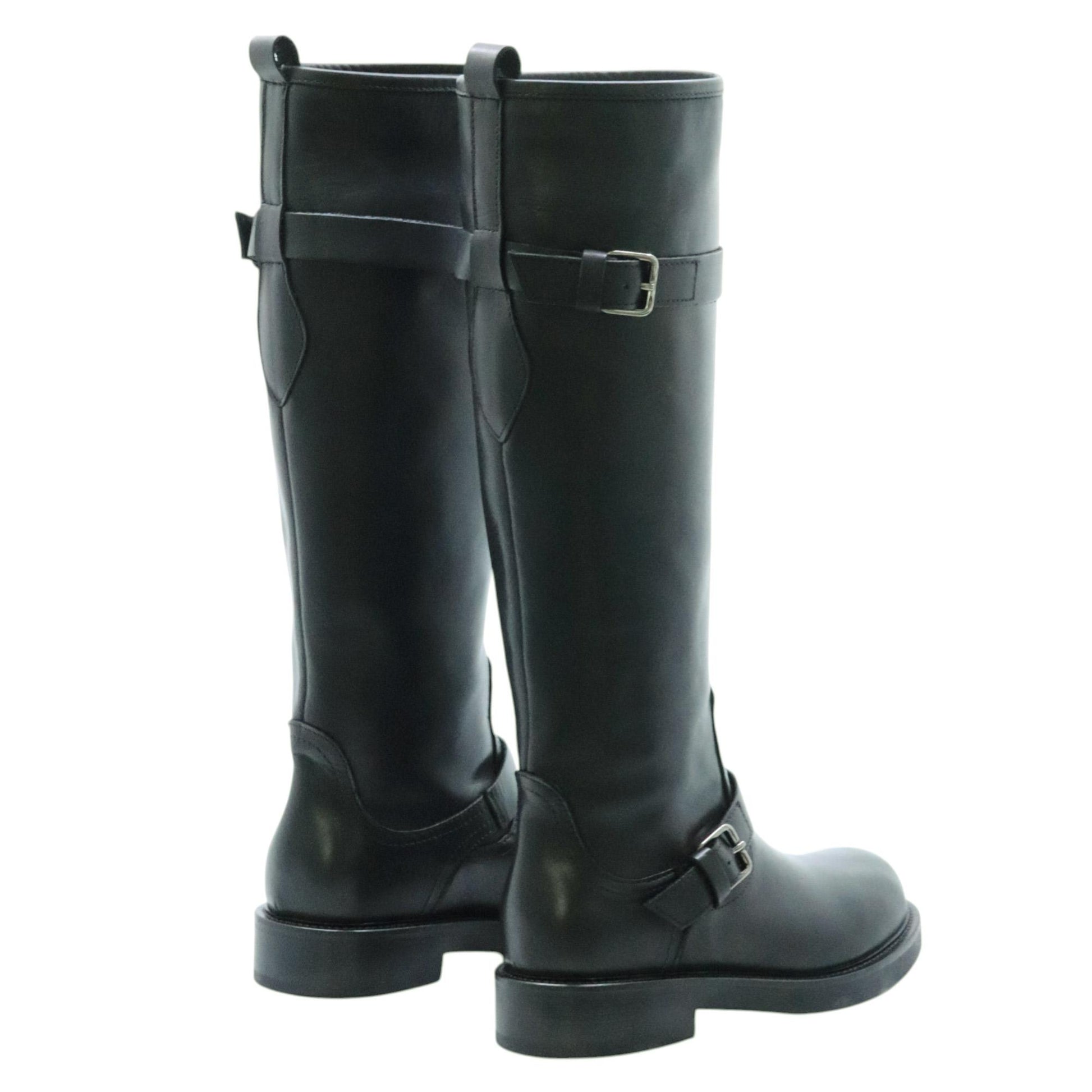 The Seller MW558 stivale donna in pelle nera con doppia fibbia 