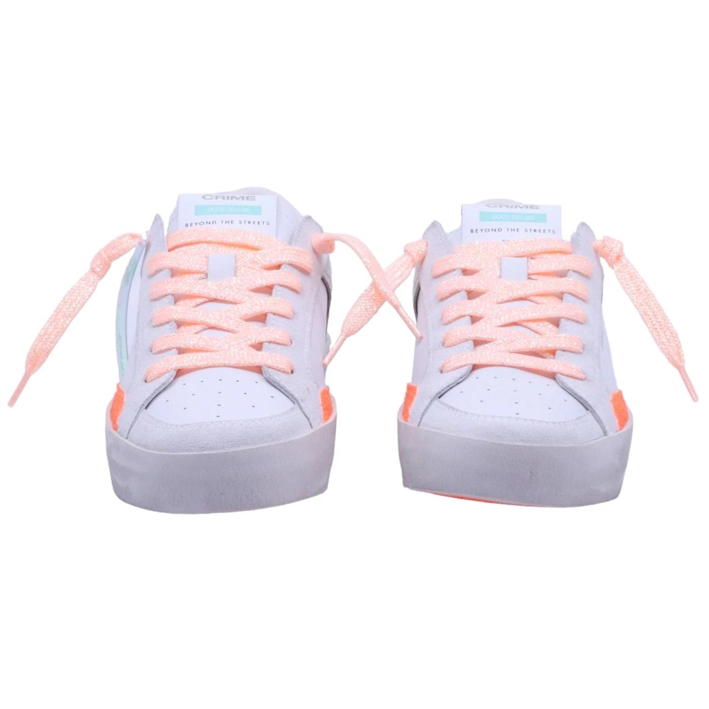 Sneaker donna Crime London 27101 sk8 Deluxe in pelle bianca e oro 