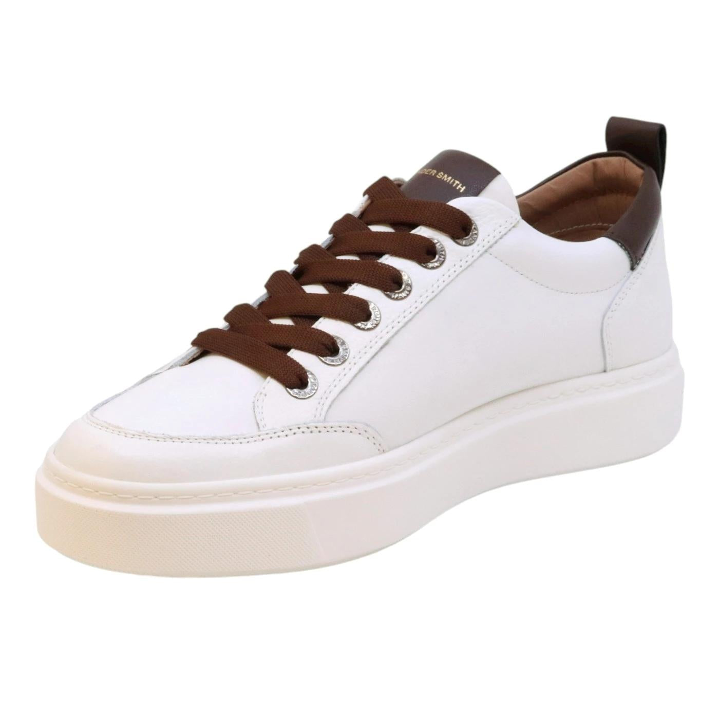 Sneaker uomo Alexander Smith Bond in pelle bianca con dettagli in marrone scuro 