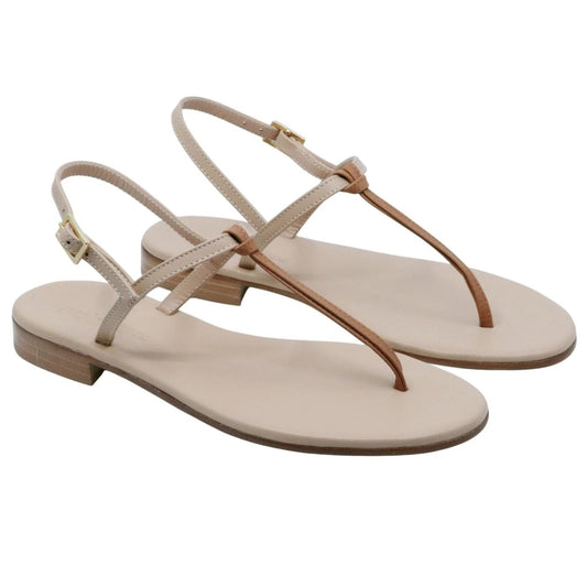 Sandalo infradito Paolo Ferrara CR1796C in pelle cuoio e nude 