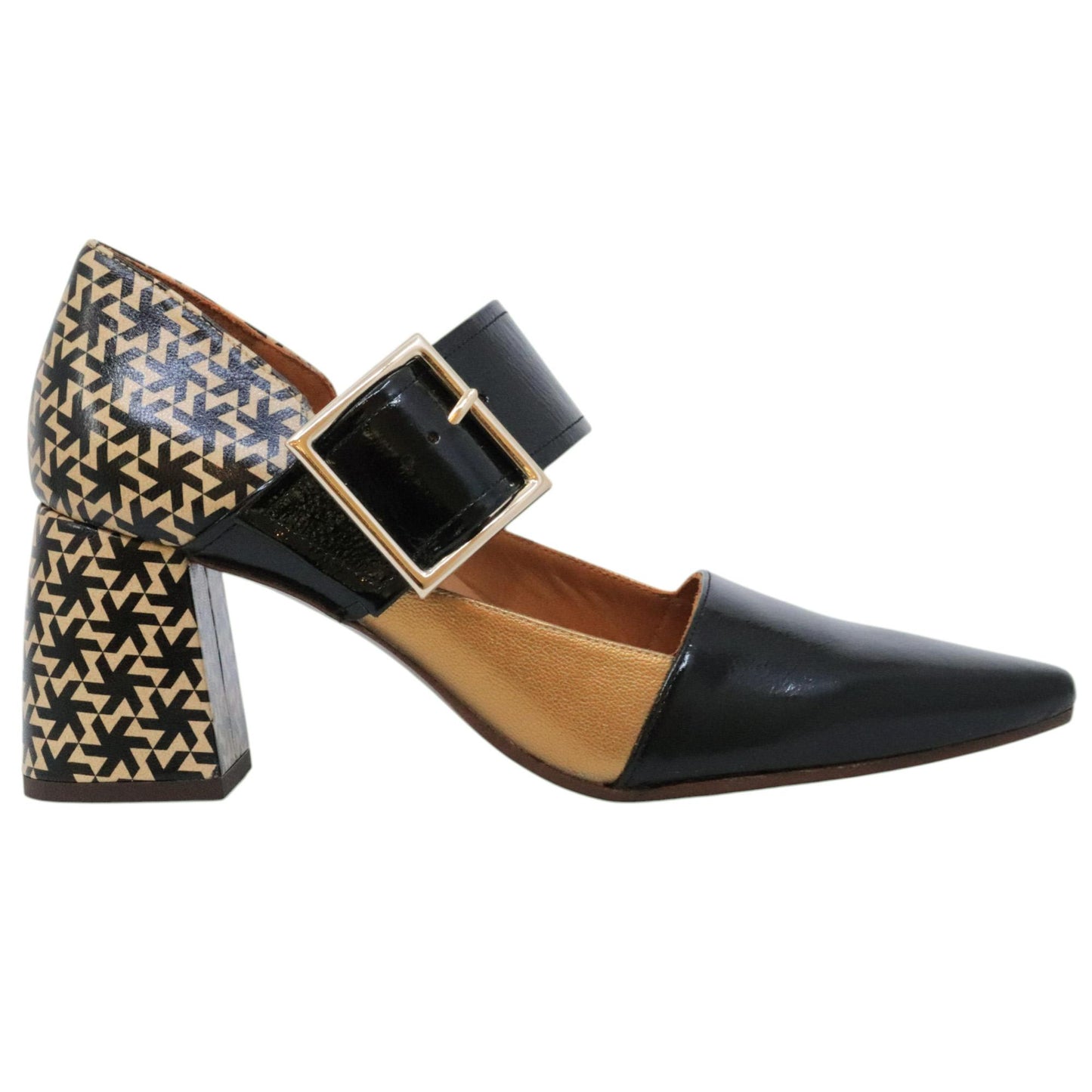 Decolletè Chie Mihara Abeu in pelle lucida nera e bronzo 