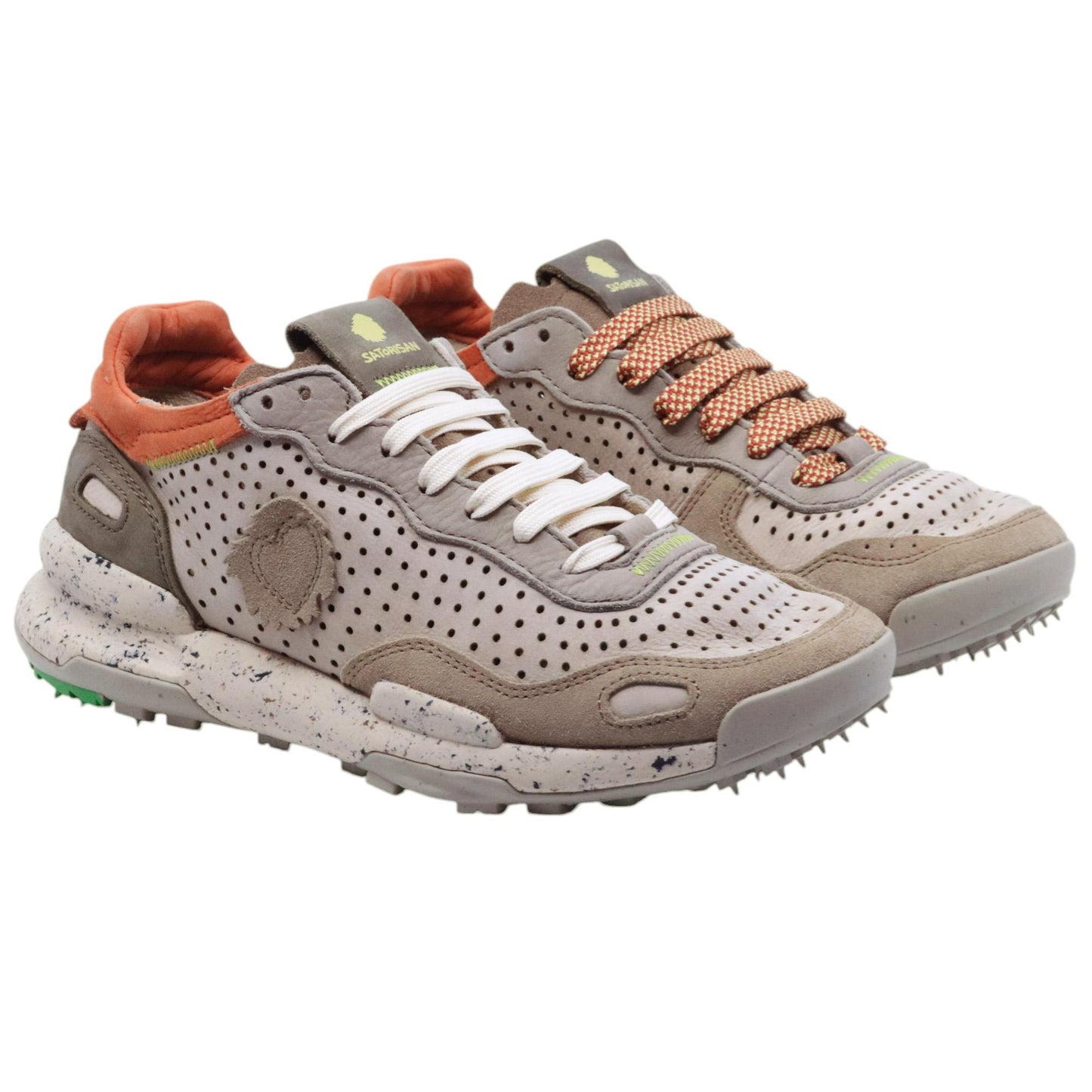Satorisan Chacrona Laser Premium sneaker uomo in pelle traforata color girgio 