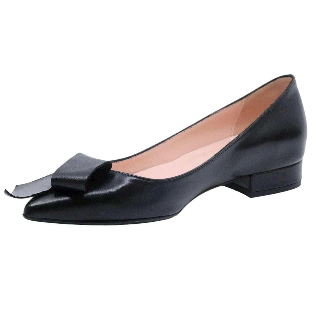 Ballerina donna Anna F 1798 in pelle nera con fiocco decorativo 