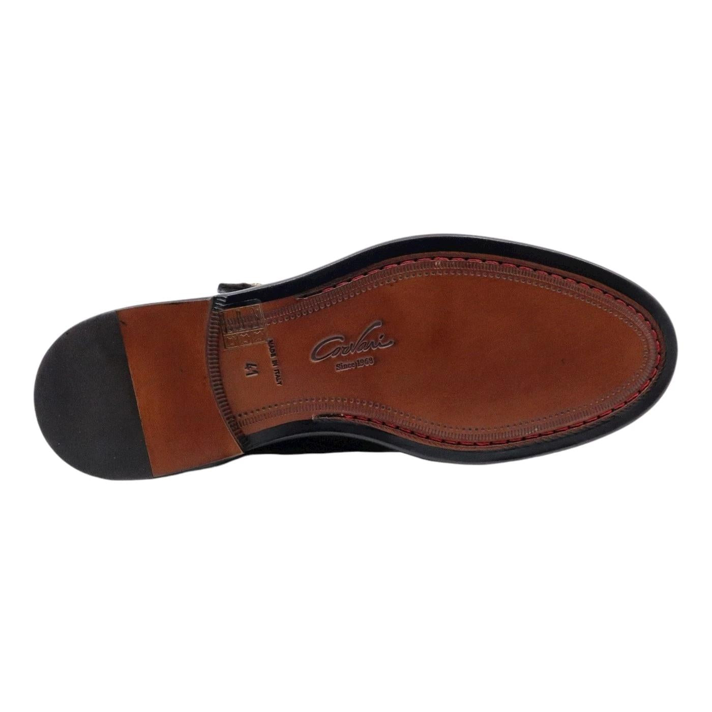 Scarpa uomo con doppia fibbia di Corvari in pelle testa di moro 