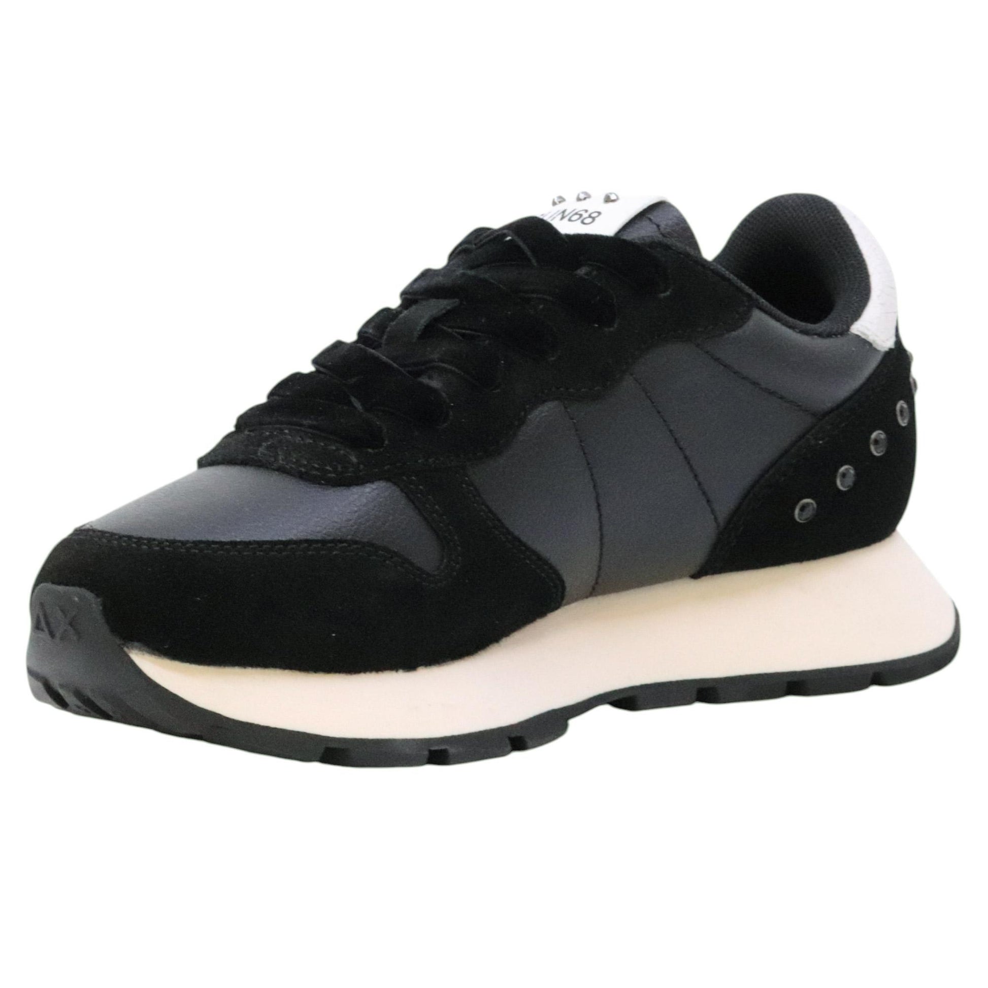 SUN68 Ally Studs Z45206 sneaker donna in similpelle e suede nero 