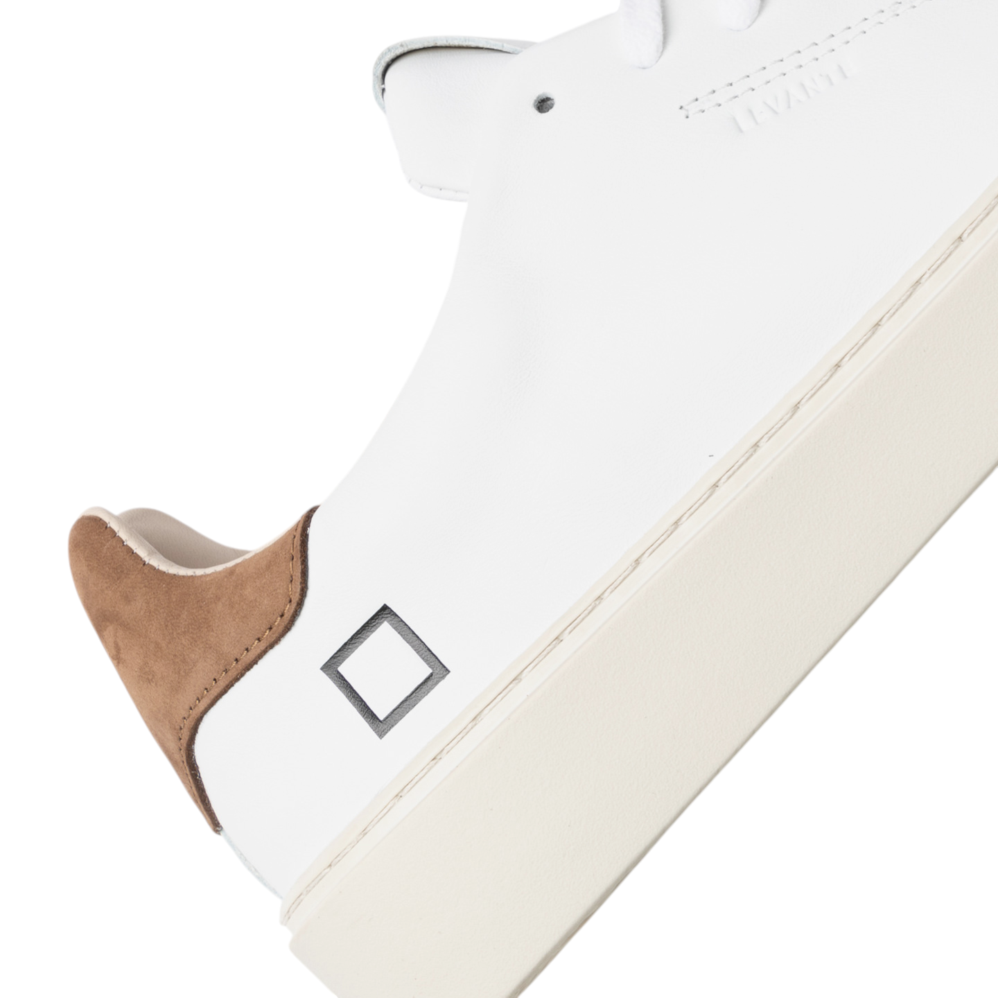 DATE Levante Calf White Brown LV CA WN sneaker uomo in pelle bianca con talloncino marrone 