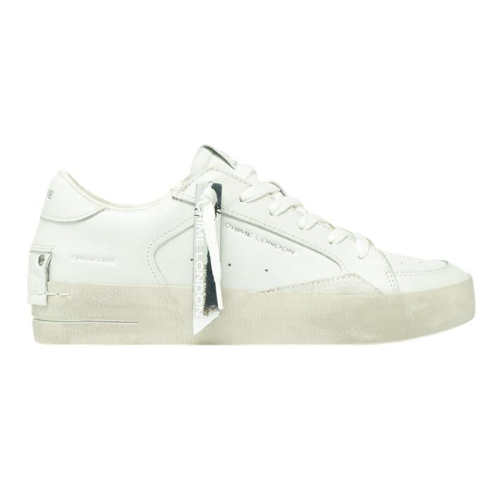 Sneaker donna Crime London Sk8 Deluxe 21111 in pelle bianca vanilla 