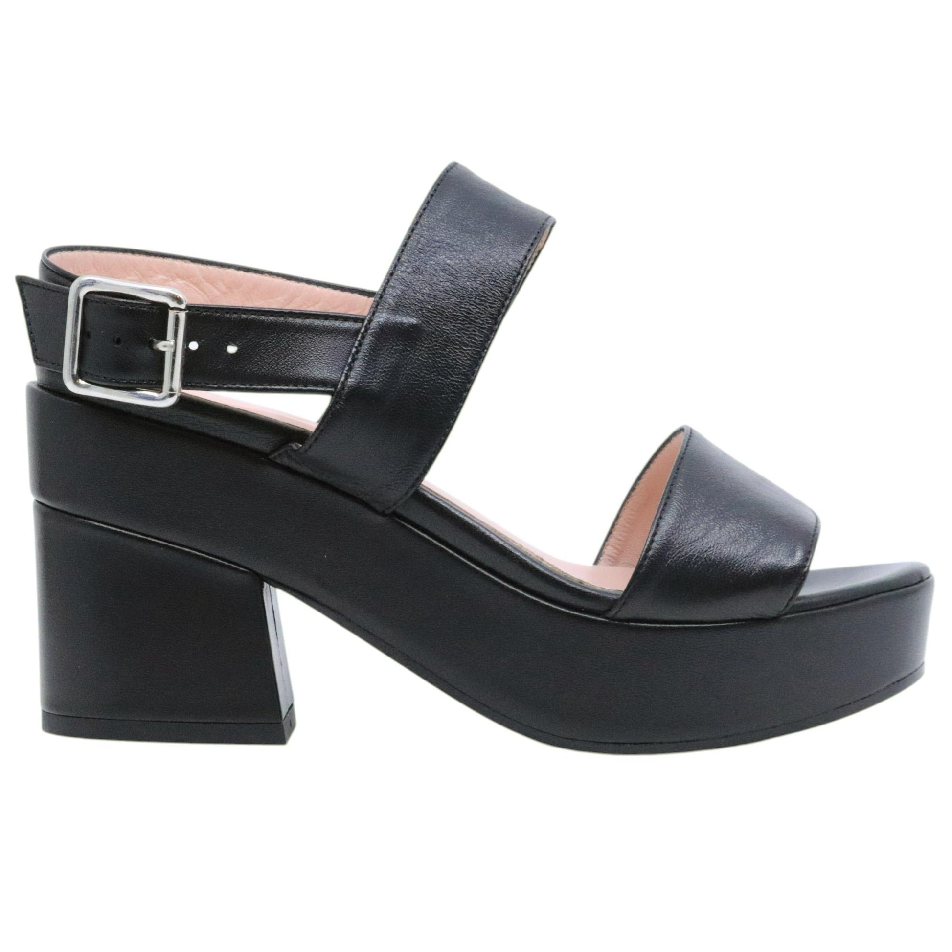 Sandalo donna Anna F 3685 in nappa nera 