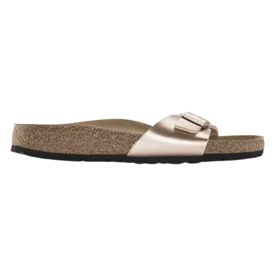 Birkenstock Madrid Birko-Flor Metallic Copper sandalo donna effetto metallizzato narrow fit 