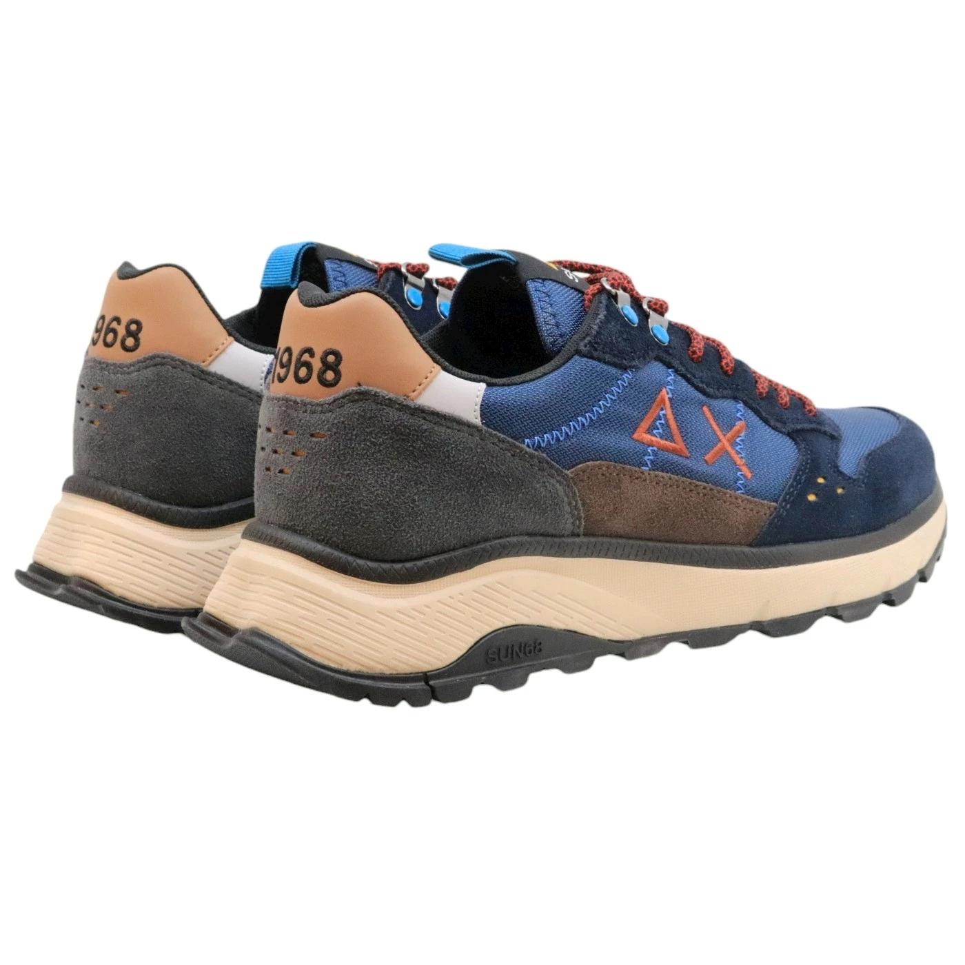 Sneaker uomo Sun68 Fire and Camping Z44128  in tessuto blu e marrone 
