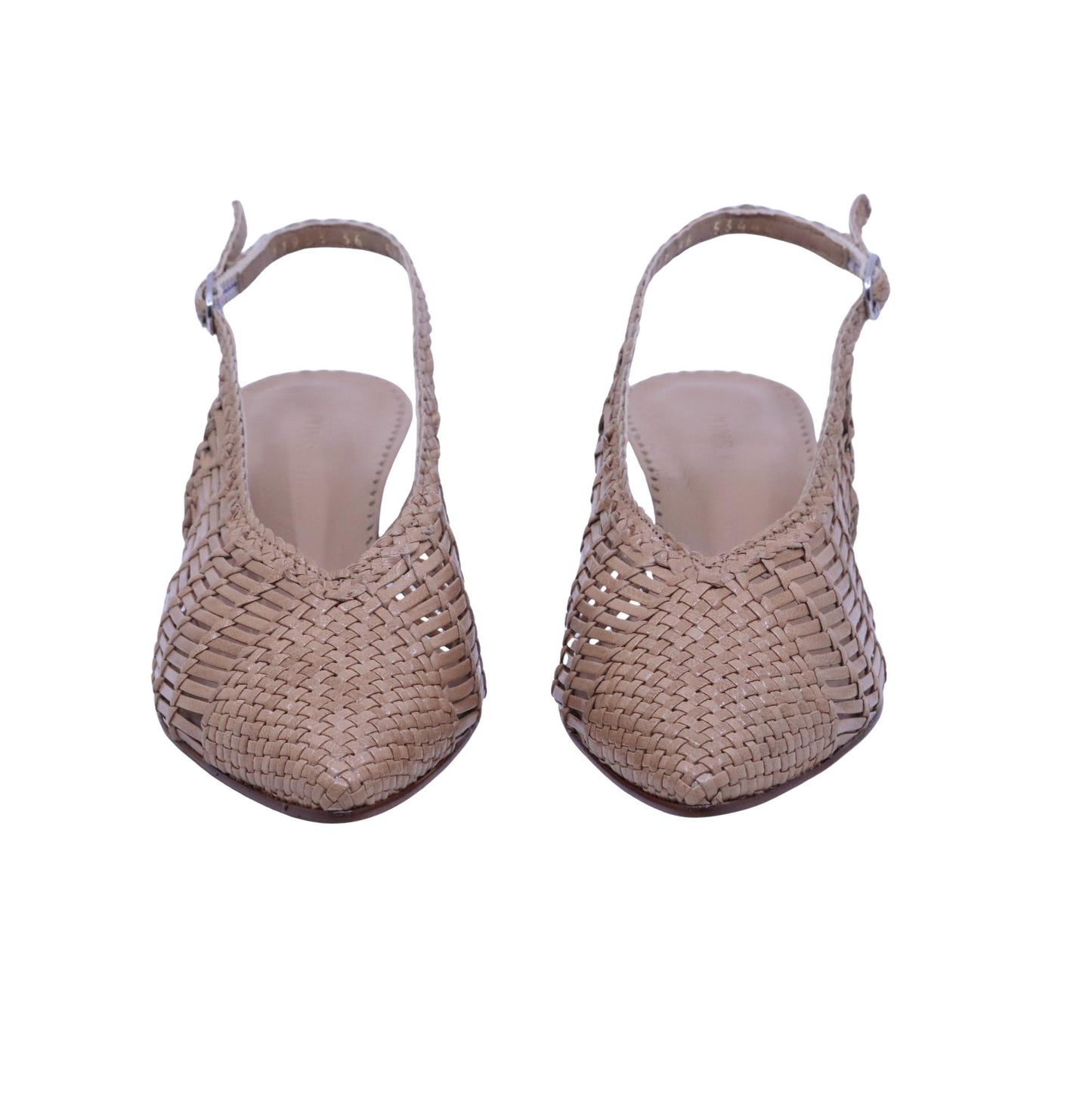 Pons Quintana Carol 11953 159 slingback donna in pelle intrecciata taupe con tacco 