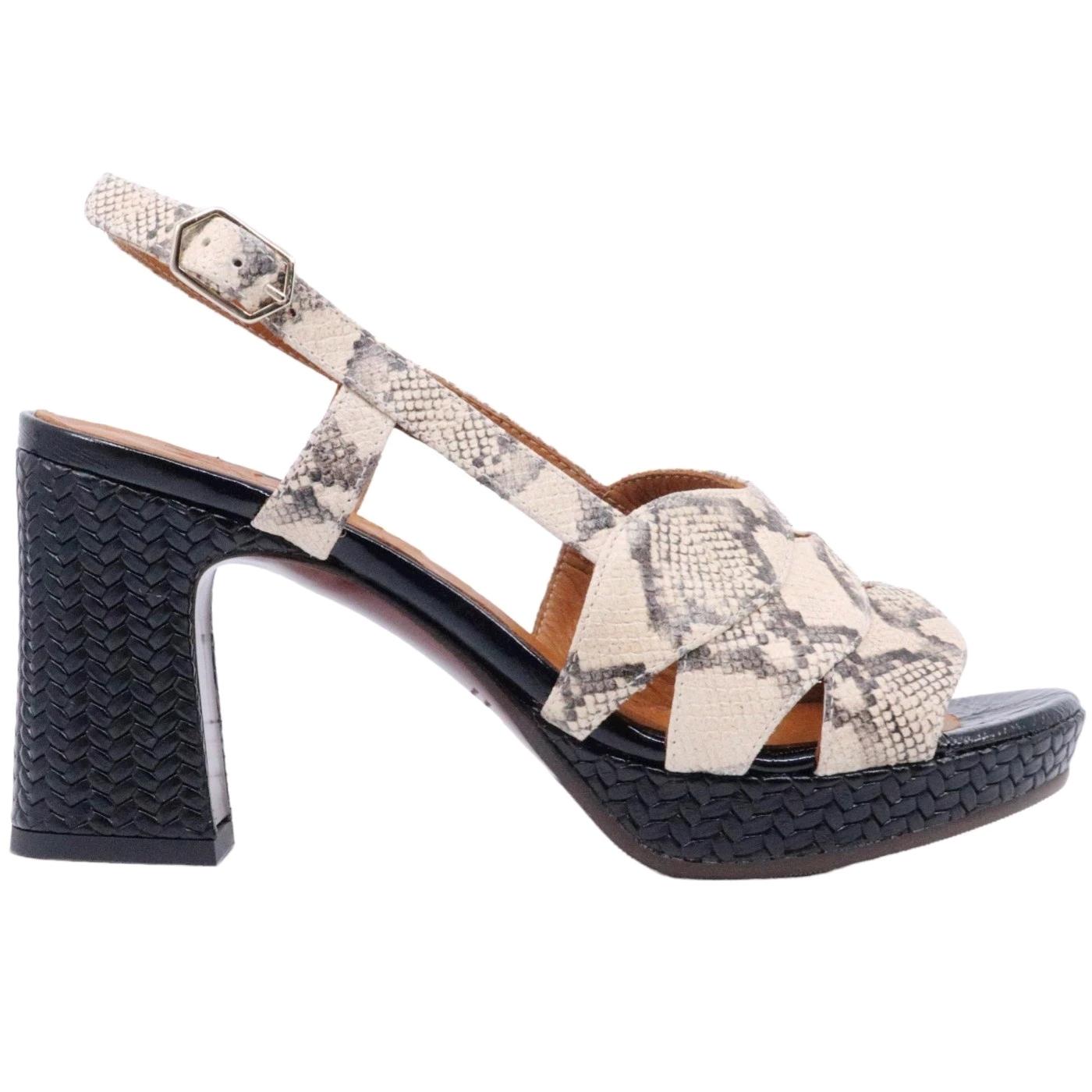 Chie Mihara sandalo donna in pelle effetto serpente di colore sabbia 