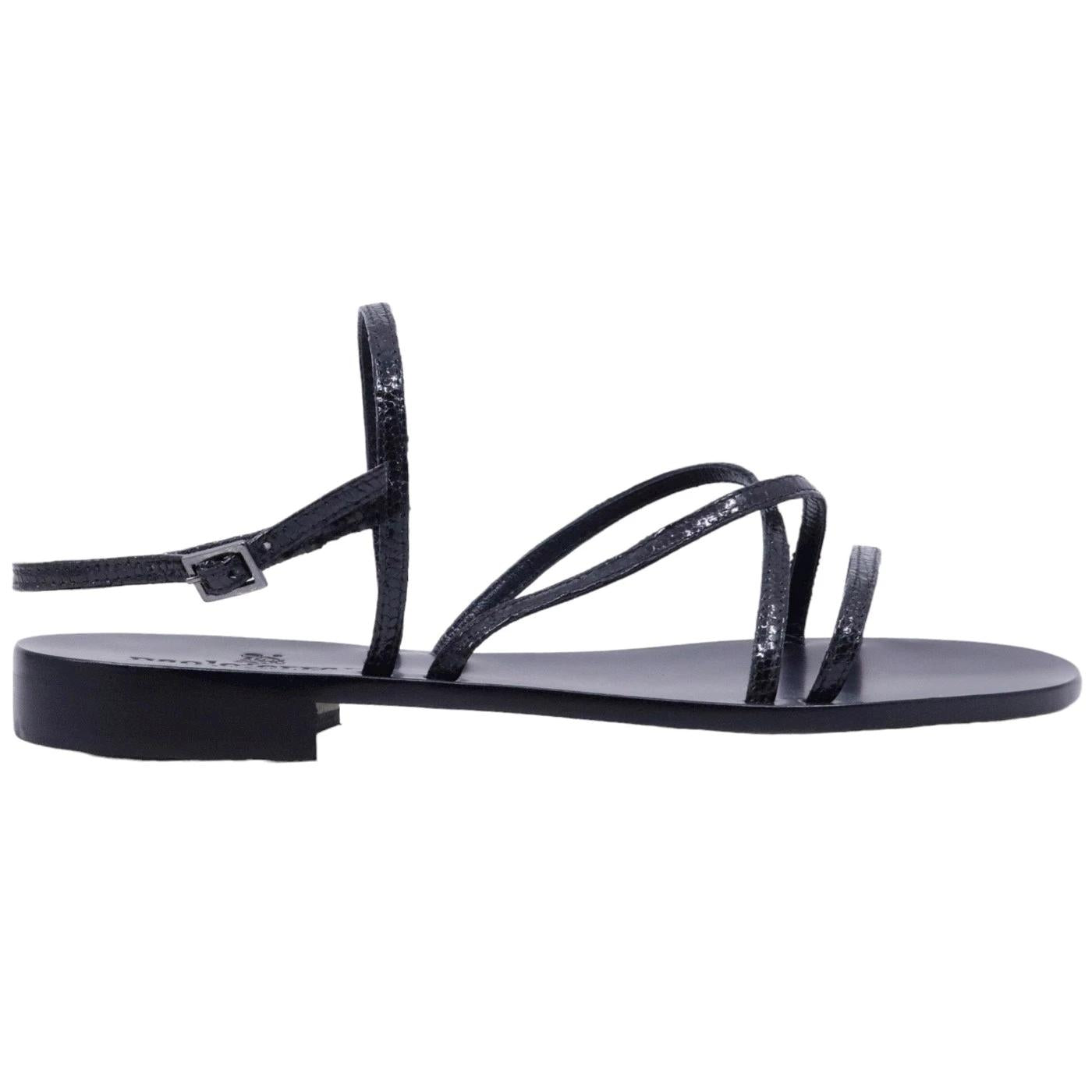 Sandalo caprese Paolo Ferrara in pelle diamantata nera 