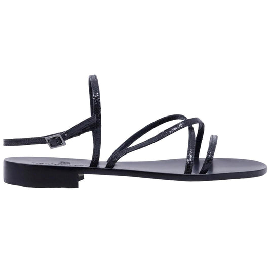Sandalo caprese Paolo Ferrara in pelle diamantata nera 