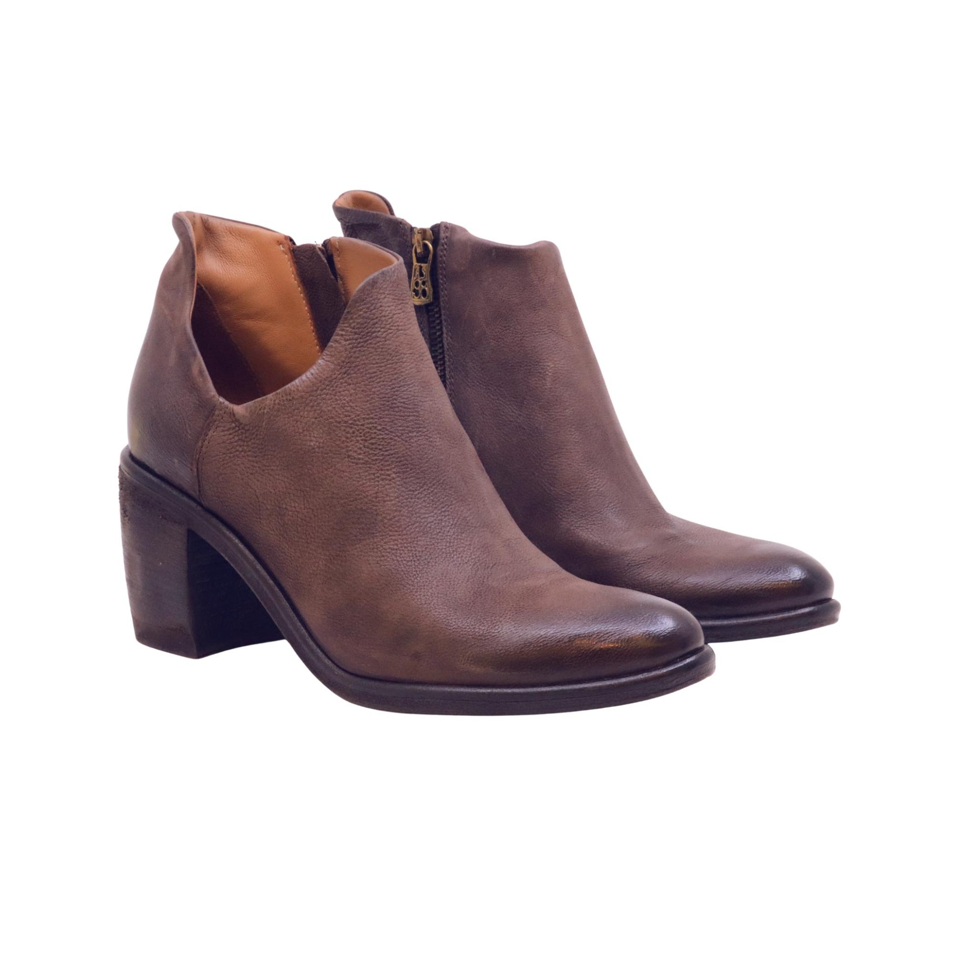 A.S.98 RITHM B82213 stivaletto donna in pelle ebano con zip 