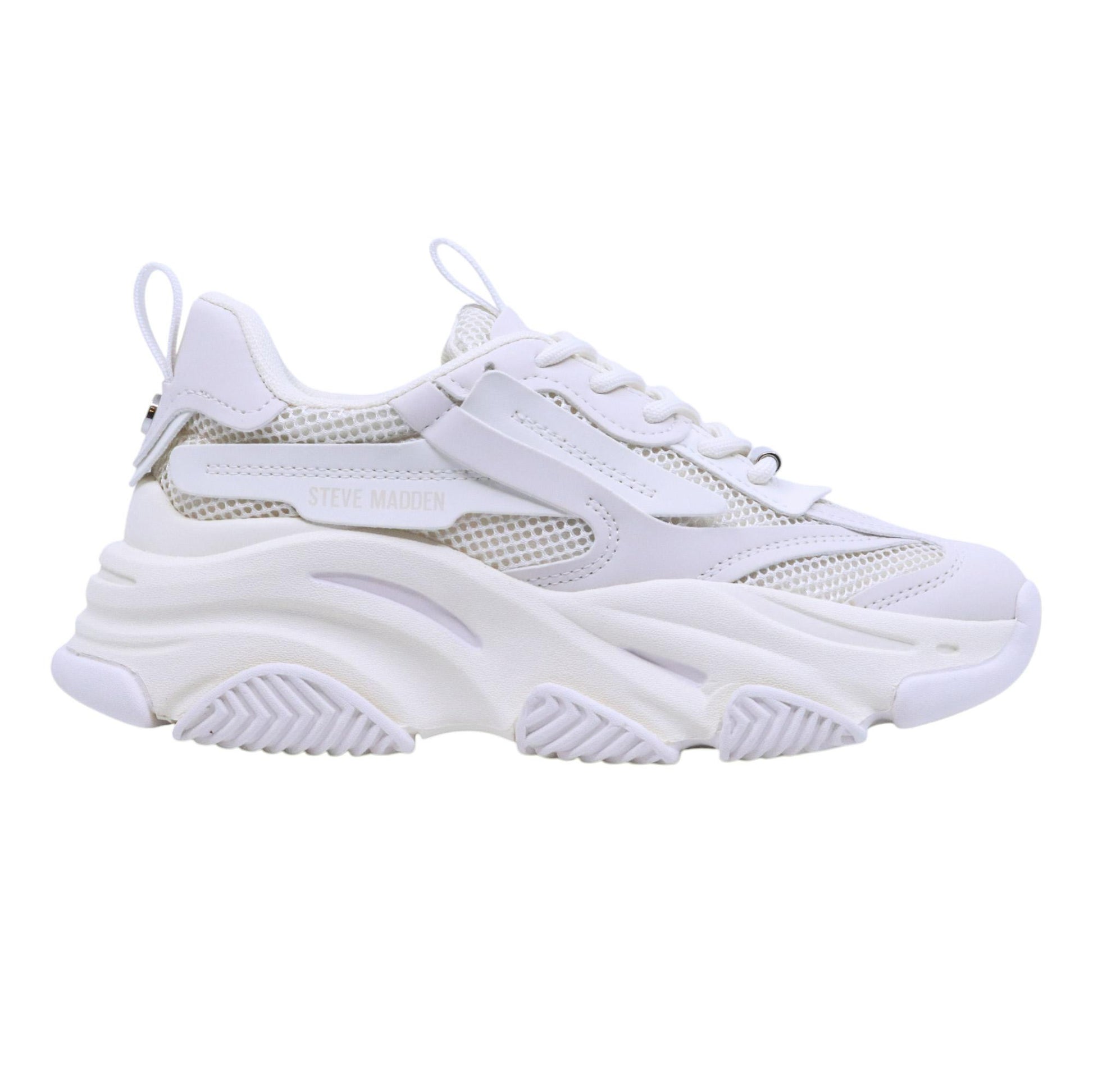 Steve Madden Possession sneaker donna in tessuto bianco e argento 