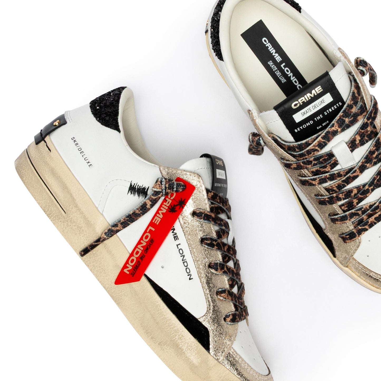 Crime London 25113 SK8 Deluxe sneaker donna in pelle bianca 