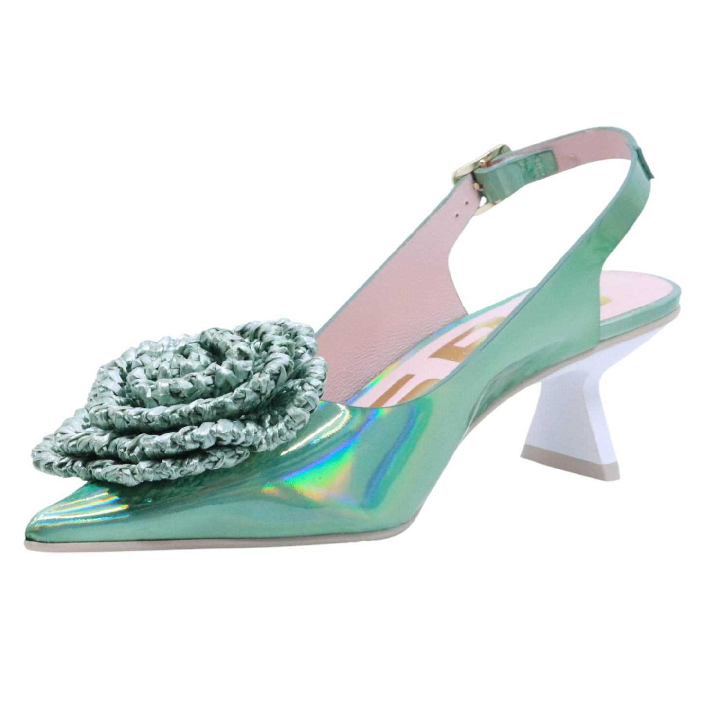 Ras 8046 slingback donna in pelle verde iridescente 