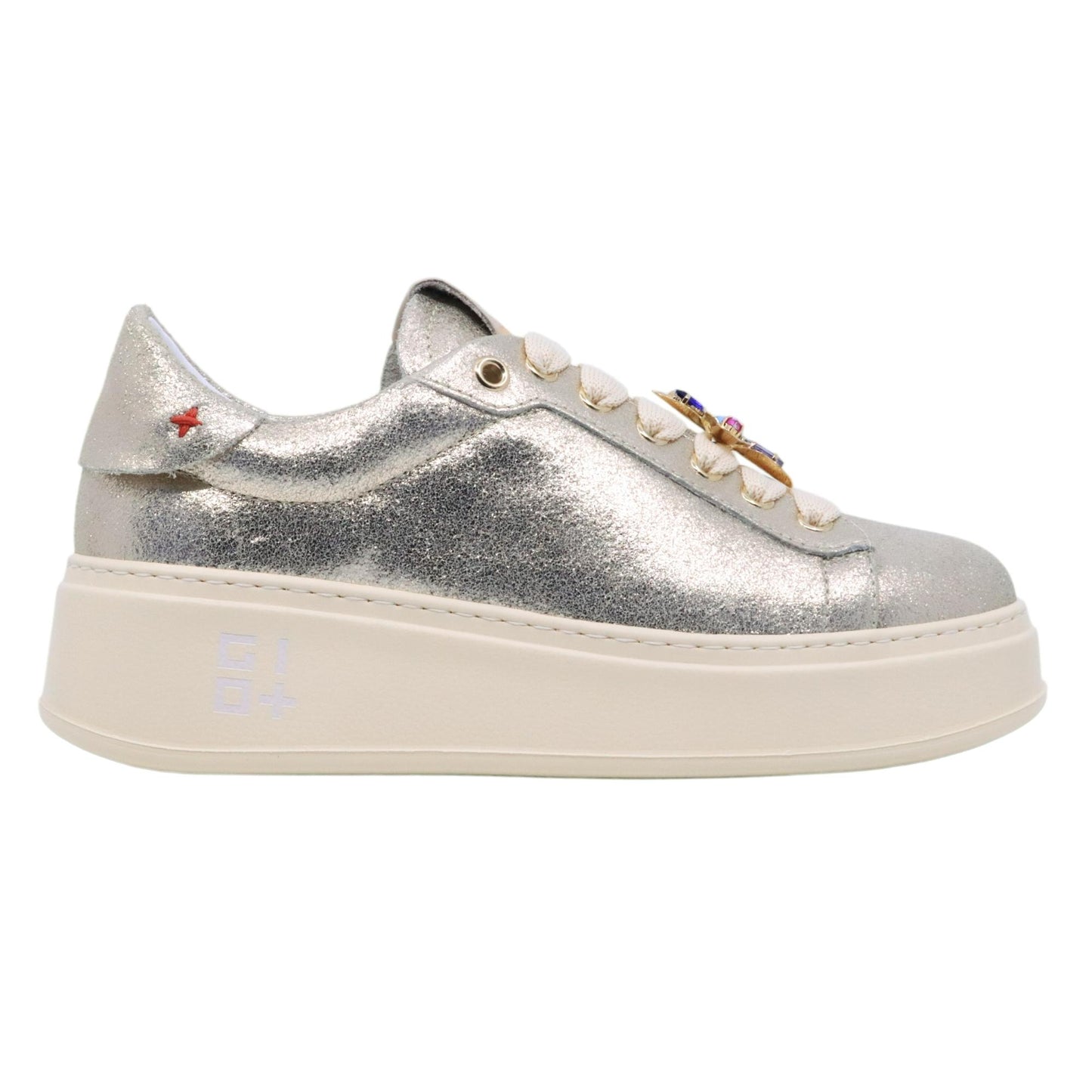 Sneaker donna Gio+ PIA315B in pelle satianta platino PIA315B-COMPOLVGOLDPLATINUM GIO+