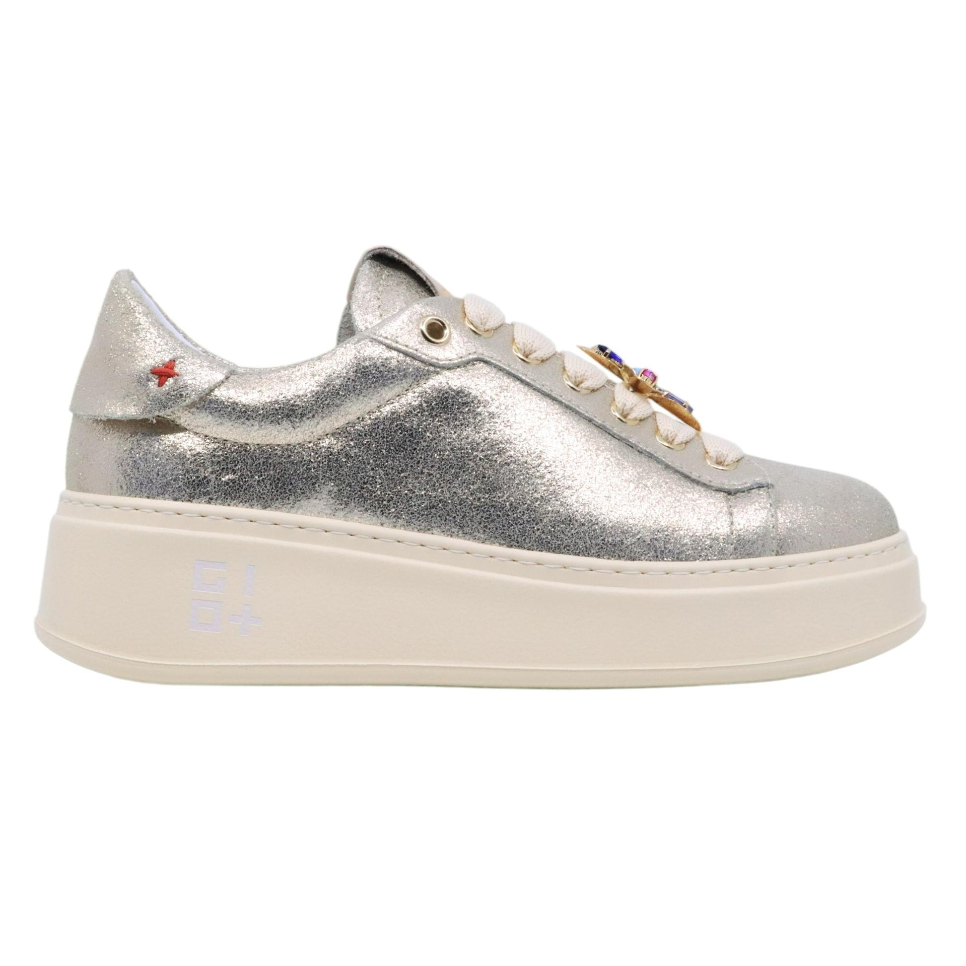Sneaker donna Gio+ PIA315B in pelle satianta platino PIA315B-COMPOLVGOLDPLATINUM GIO+
