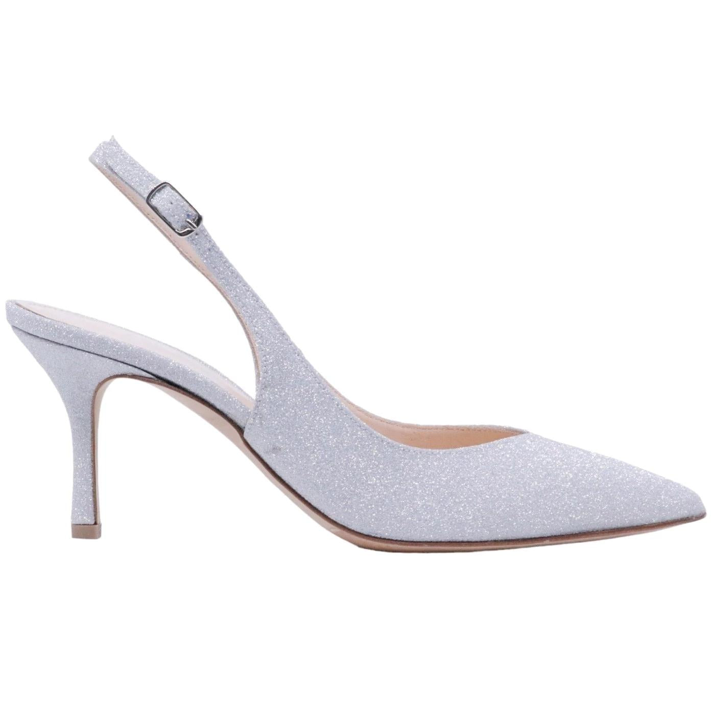 Slingback The Seller da donna realizzato in pelle  pelle argento glitterata 