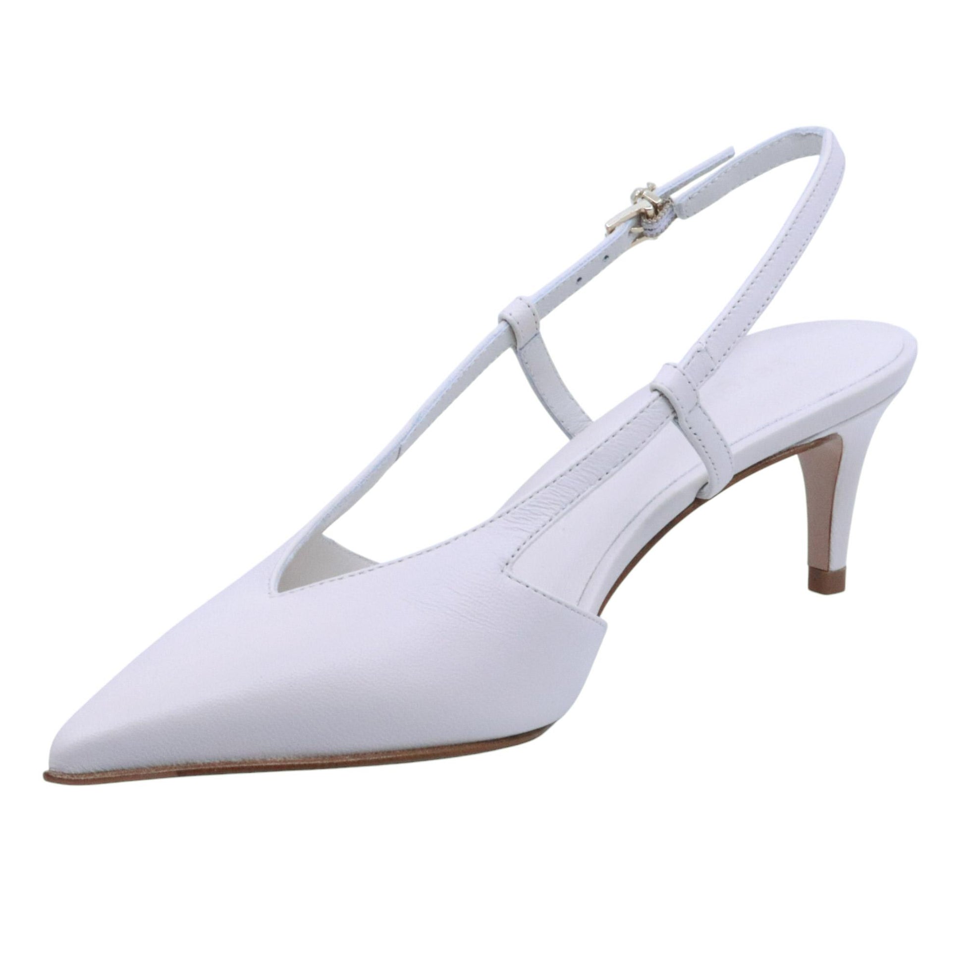 Slingback donna Sergio Levantesi Eva in pelle bianco avorio 