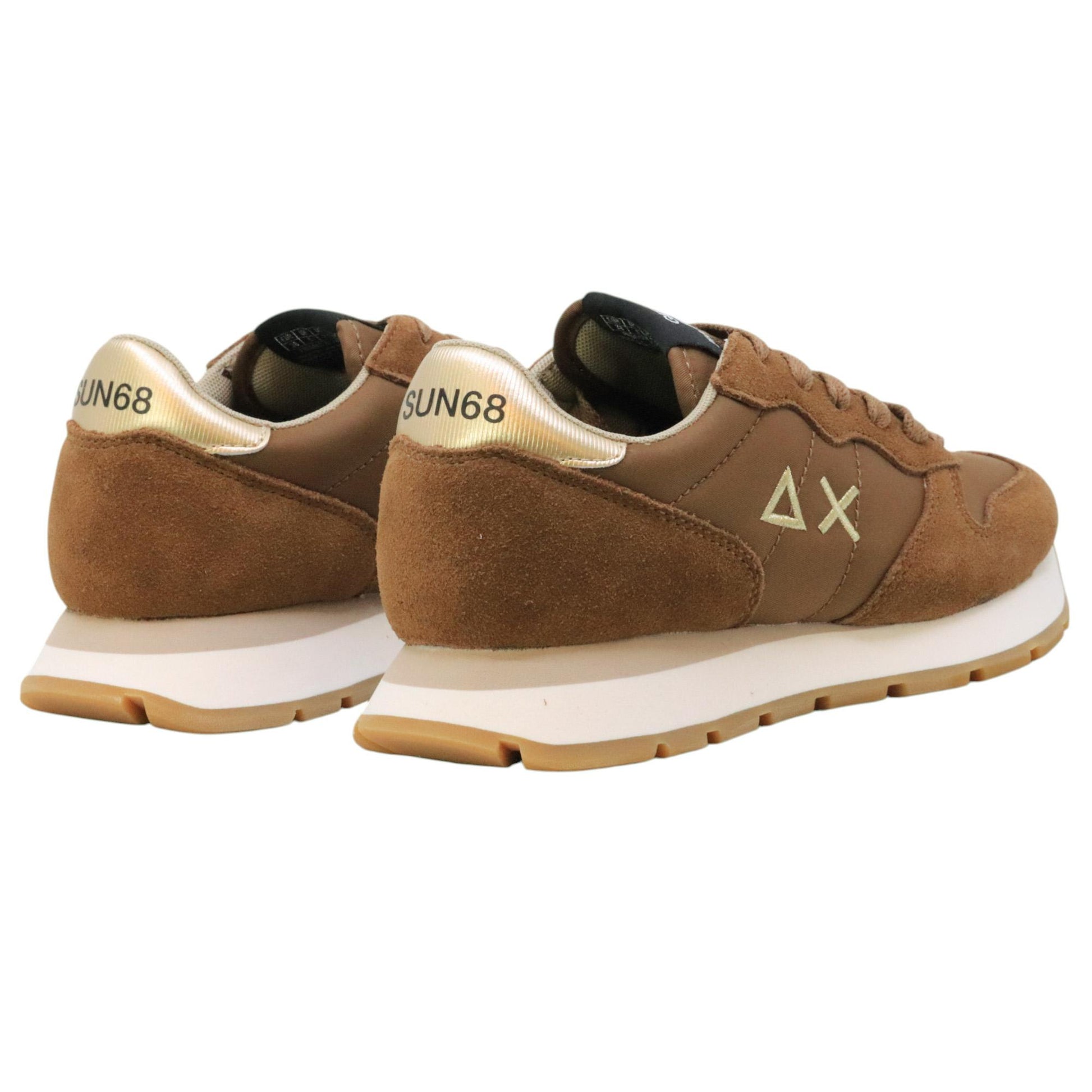 SUN68 Ally Gold Silver Z45202 sneaker donna in nylon e suede marrone 