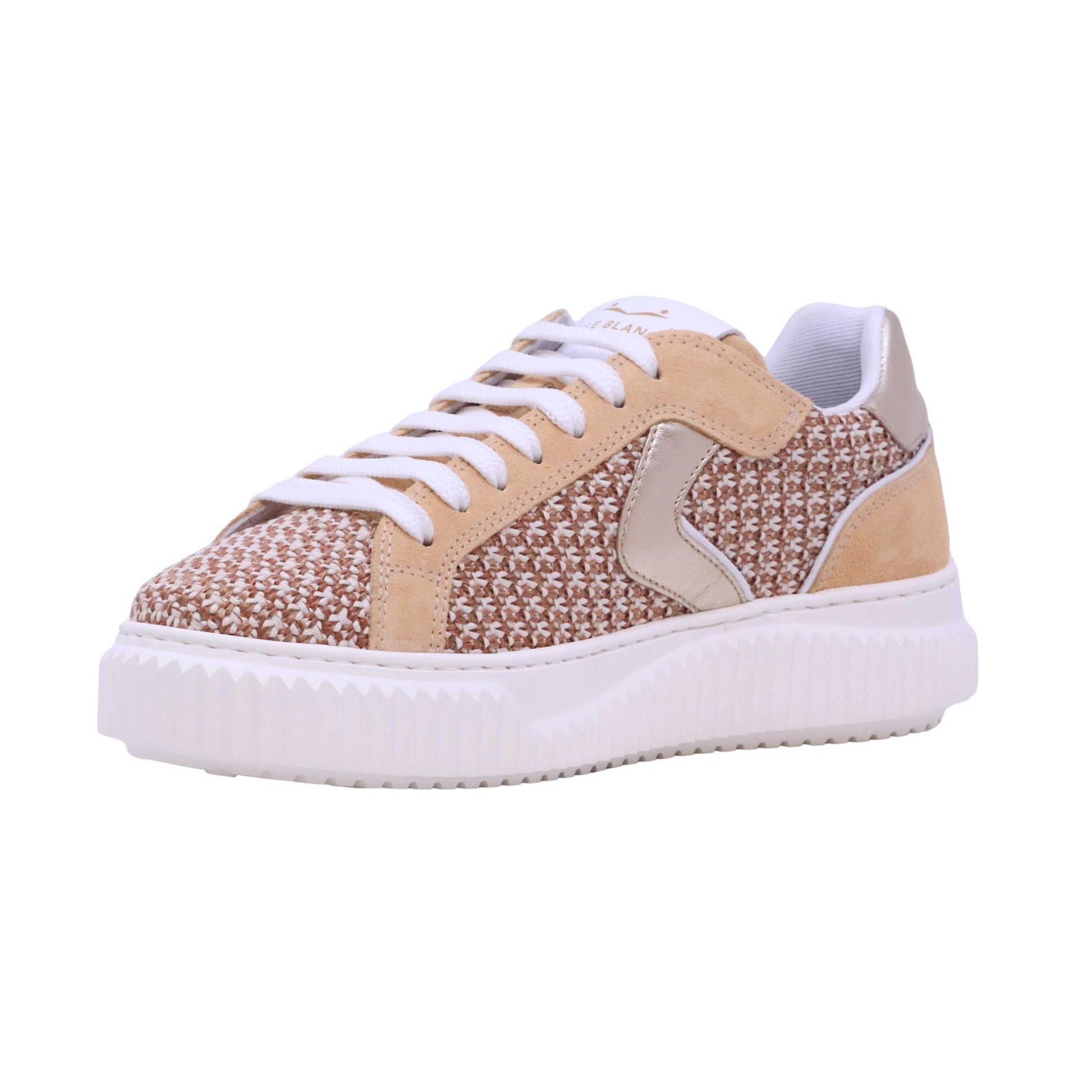 Voile Blanche LIPARI sneaker donna in rafia e suede beige vanilla 