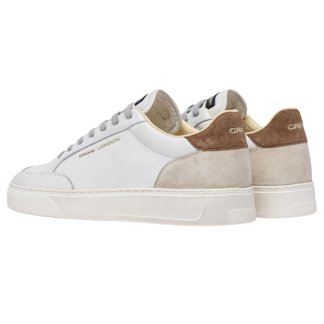 Sneaker uomo Crime London Eclipse 14752 in pelle bianca con dettagli in camoscio crema 