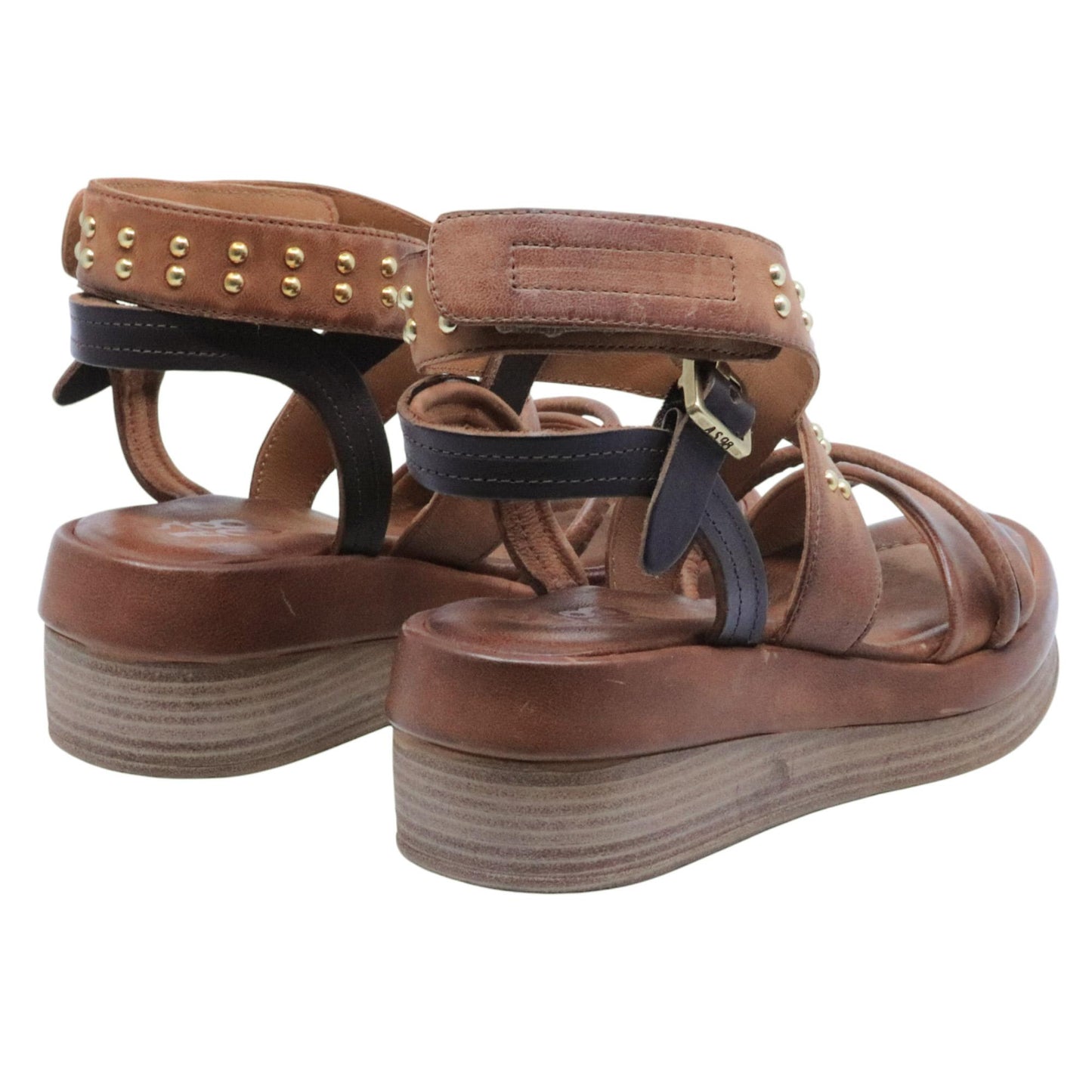 Sandalo donna AS98 C02001 in pelle cuoio e marrone 