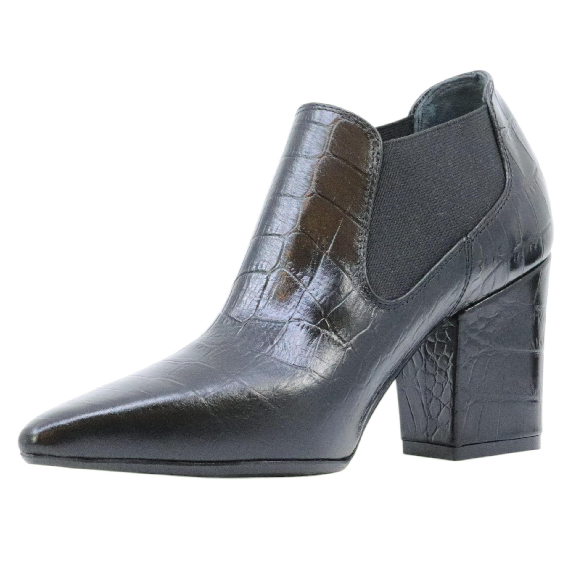 Anna F 1898 tronchetto donna in pelle cocco nera 