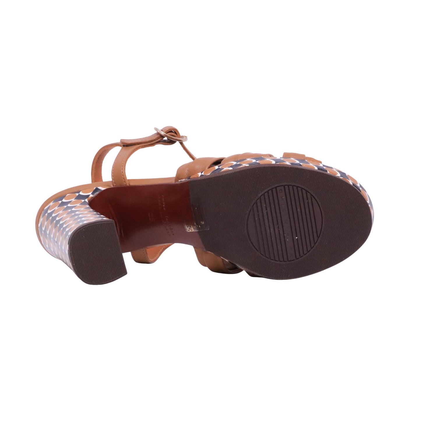 Chie Mihara Cabeit sandalo donna in pelle camel con tacco geometrico 